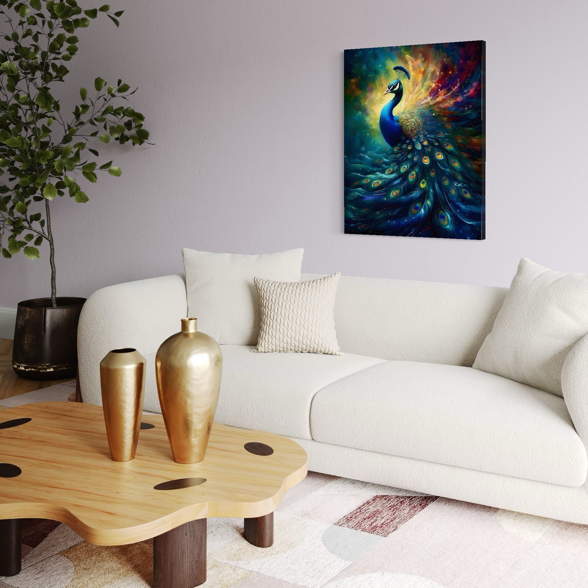 Tablou Canvas Premium LuxCanva® C1026, Paun Stralucitor , Culori, Pasari, Paun, Dormitor, Living, Relaxare, Culori Vibrante