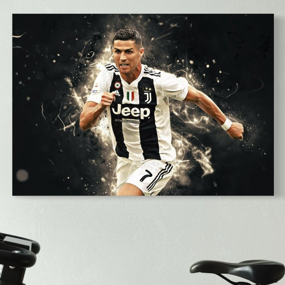 Tablou Canvas Premium LuxCanva® C1027, Cristiano Ronaldo ,  Culori, Cristiano, Fotbalist, Game Room, Camera Copilului, Relaxare, Culori Vibrante