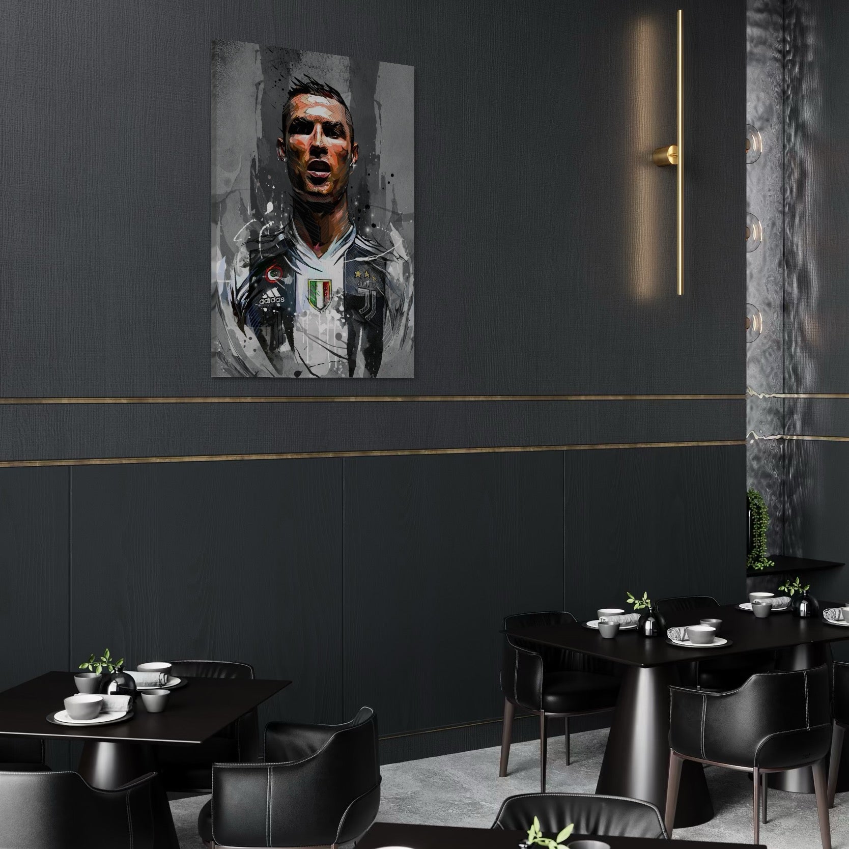 Tablou Canvas Premium LuxCanva® C1028, Cristiano Ronaldo ,  Culori, Cristiano, Fotbalist, Juventus Torino, Game Room, Camera Copilului, Relaxare, Culori Vibrante