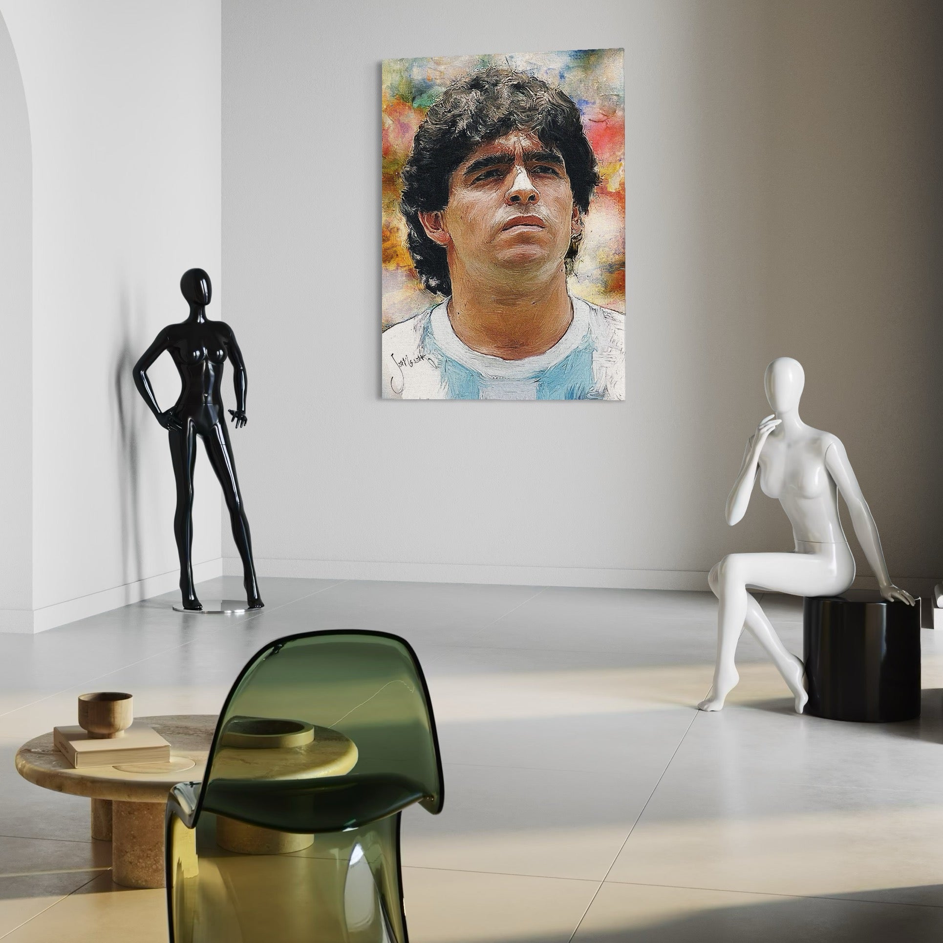 Tablou Canvas Premium LuxCanva® C1030, Diego Armando Maradona , Culori, Maradona, Fotbalist, Argentina, Game Room, Camera Copilului, Relaxare, Culori Vibrante