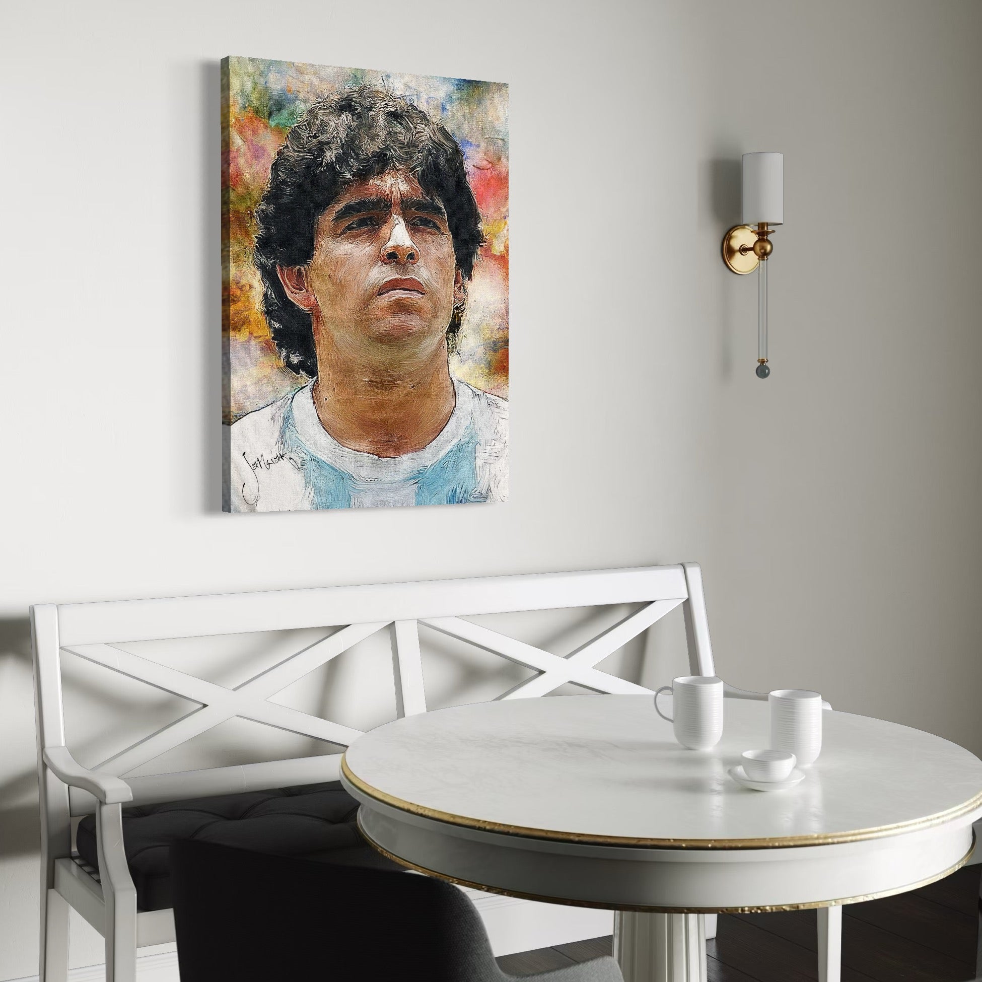Tablou Canvas Premium LuxCanva® C1030, Diego Armando Maradona , Culori, Maradona, Fotbalist, Argentina, Game Room, Camera Copilului, Relaxare, Culori Vibrante
