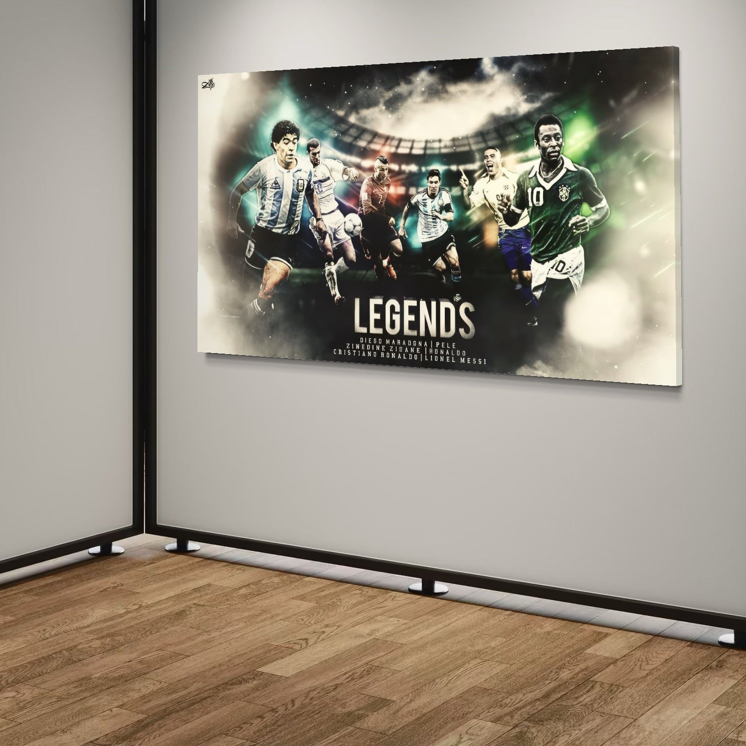 Tablou Canvas Premium LuxCanva® C1031, Legende Ale Fotbalului , Maradona, Pele, Ronaldo, CR7, Messi, Zidane, Legende, Game Room, Bar, Relaxare, Culori Vibrante