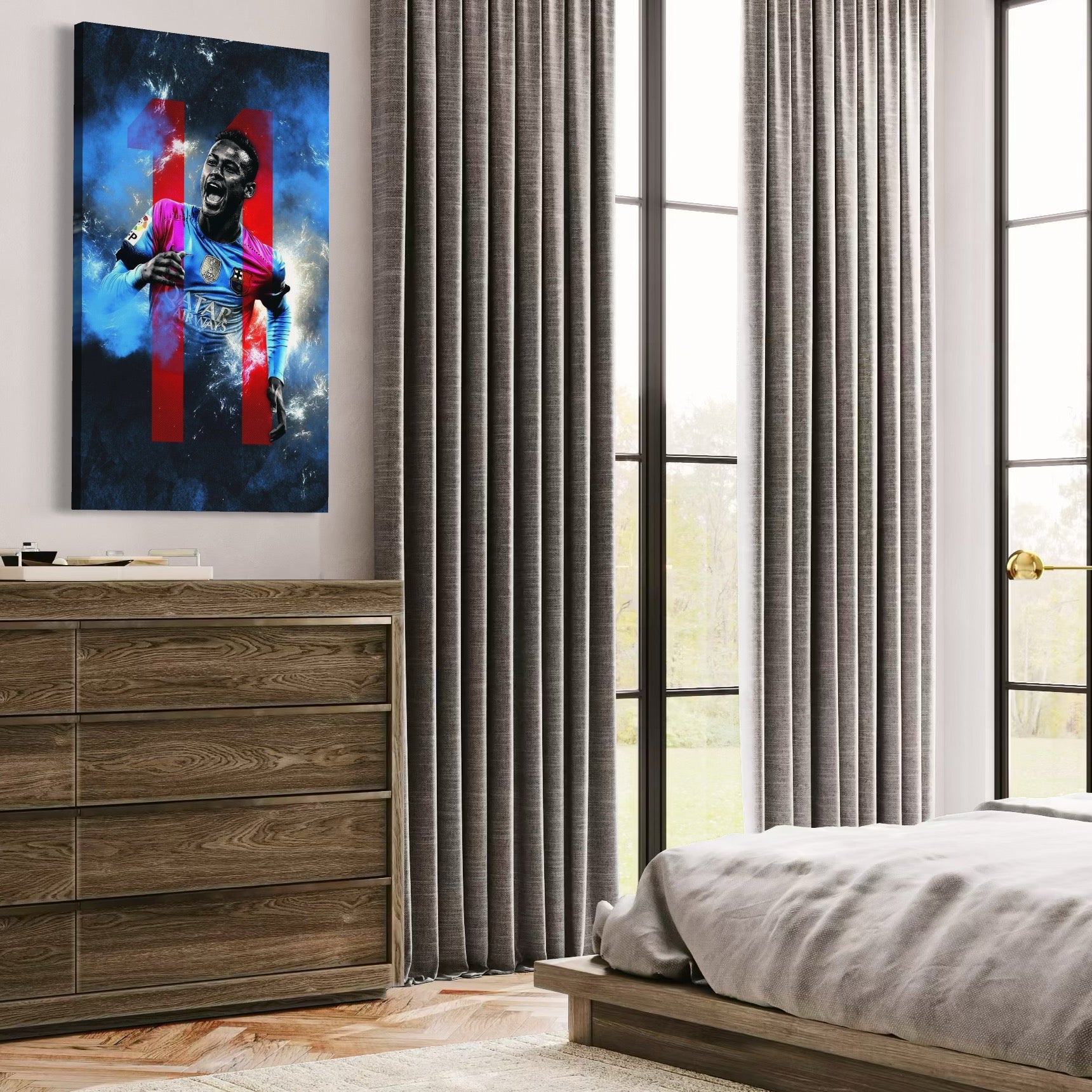 Tablou Canvas Premium LuxCanva® C1033, Neymar Jr , Culori, Fotbalist, Barcelona, Camera Copilului, Game Room, Bar, Relaxare, Culori Vibrante