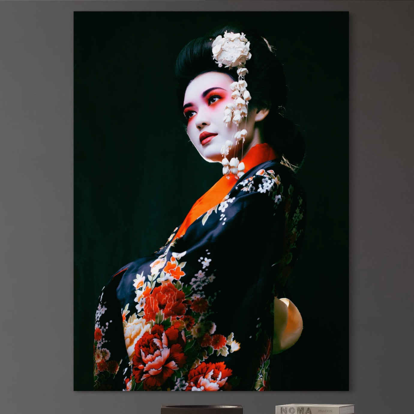 Tablou Canvas Premium LuxCanva® A1266, Geisha, Artista, Dansatoare, Fumusete Japoneza, Dormitor, Culori Vibrante