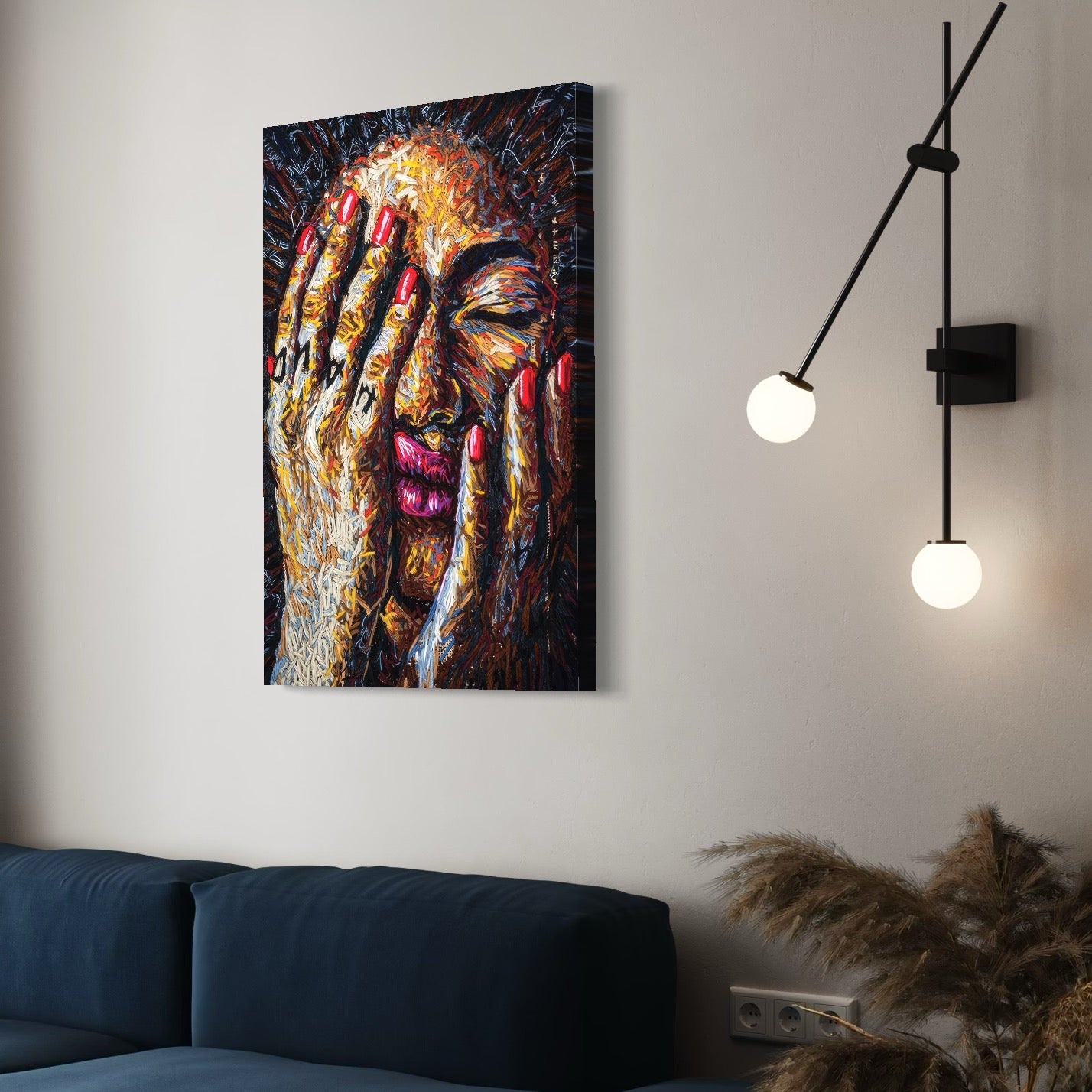 Tablou Canvas Premium LuxCanva® C1040, Morning Face , Culori, Fata, Unghii Rosii, Culori, Bedroom, Living Room, Relaxare, Culori Vibrante