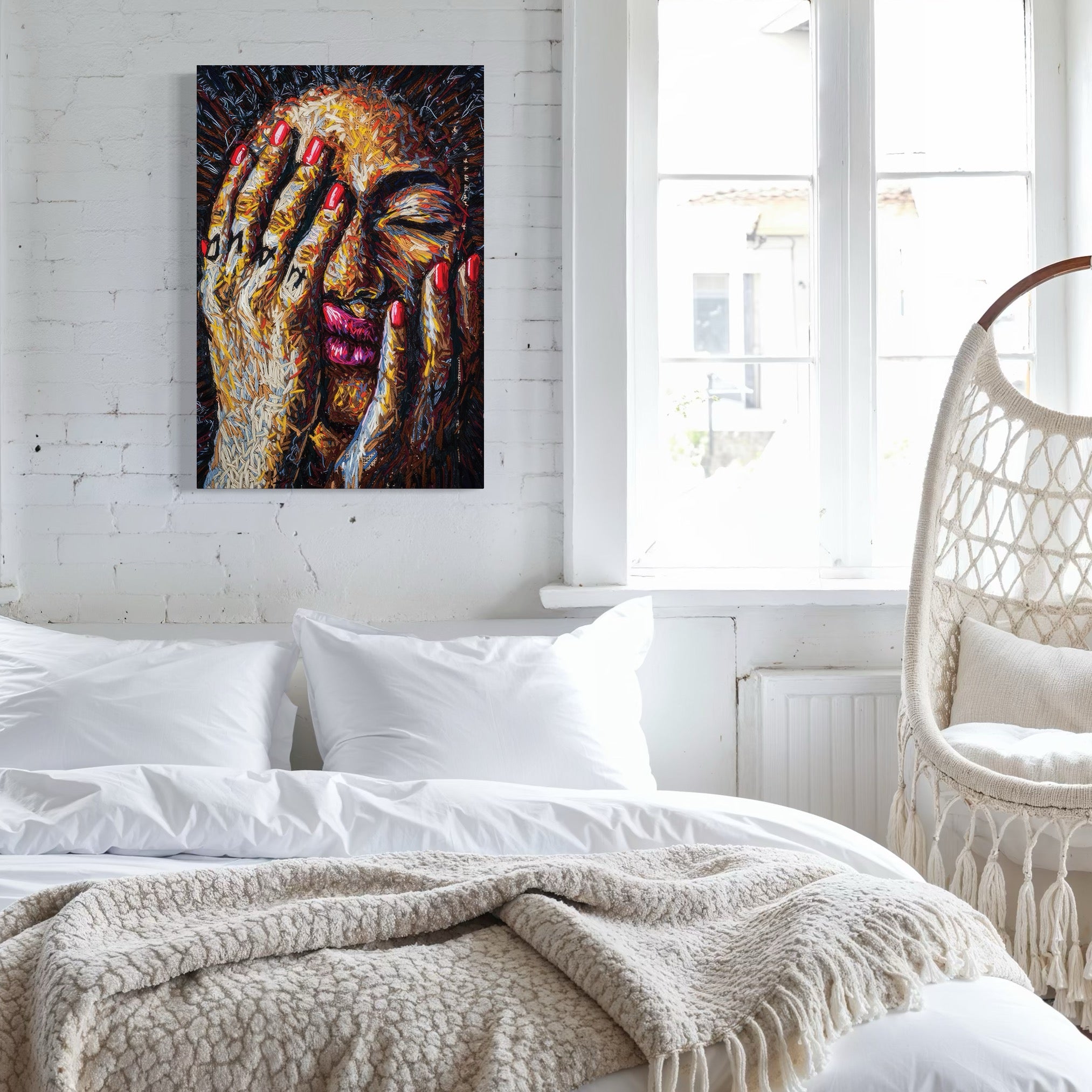 Tablou Canvas Premium LuxCanva® C1040, Morning Face , Culori, Fata, Unghii Rosii, Culori, Bedroom, Living Room, Relaxare, Culori Vibrante