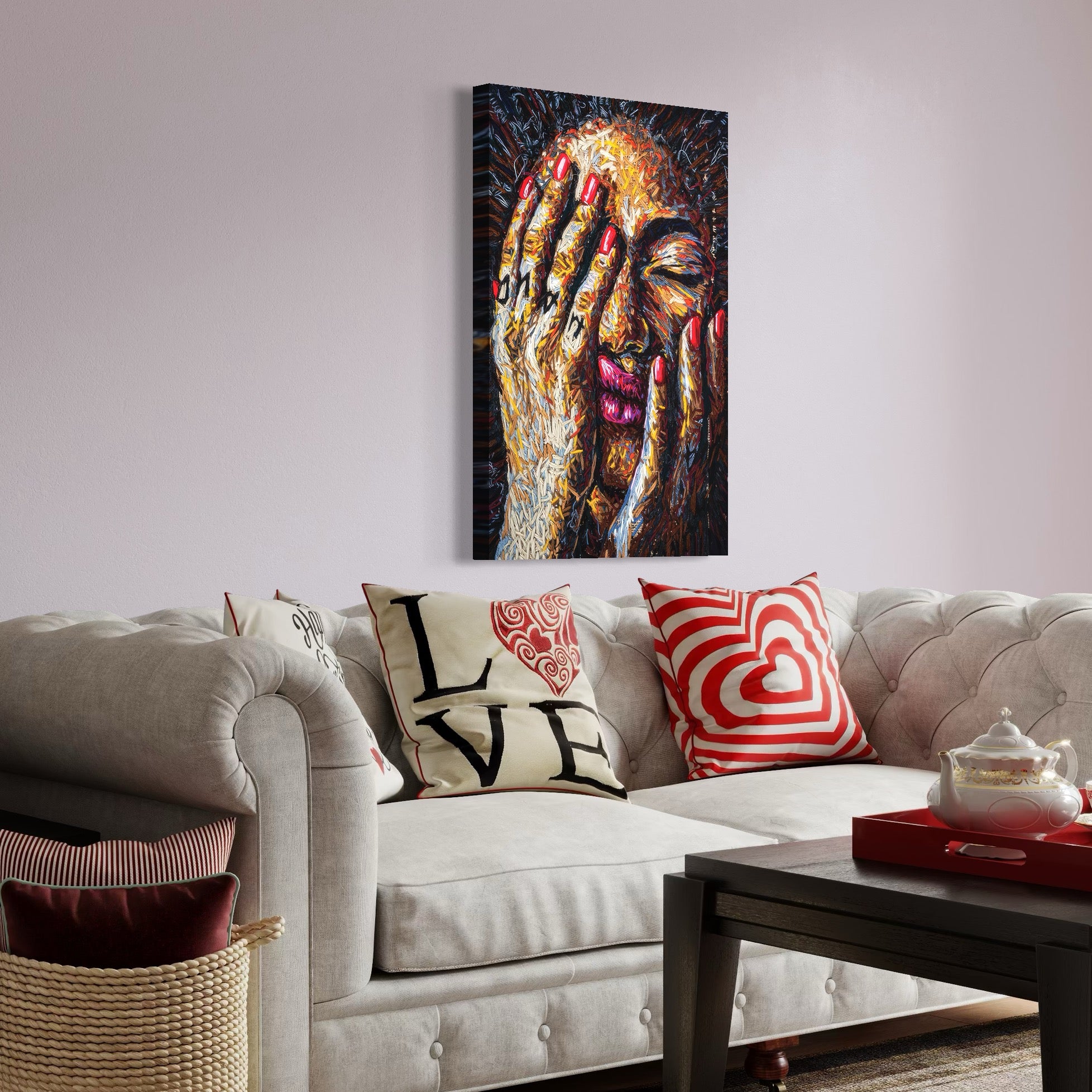 Tablou Canvas Premium LuxCanva® C1040, Morning Face , Culori, Fata, Unghii Rosii, Culori, Bedroom, Living Room, Relaxare, Culori Vibrante