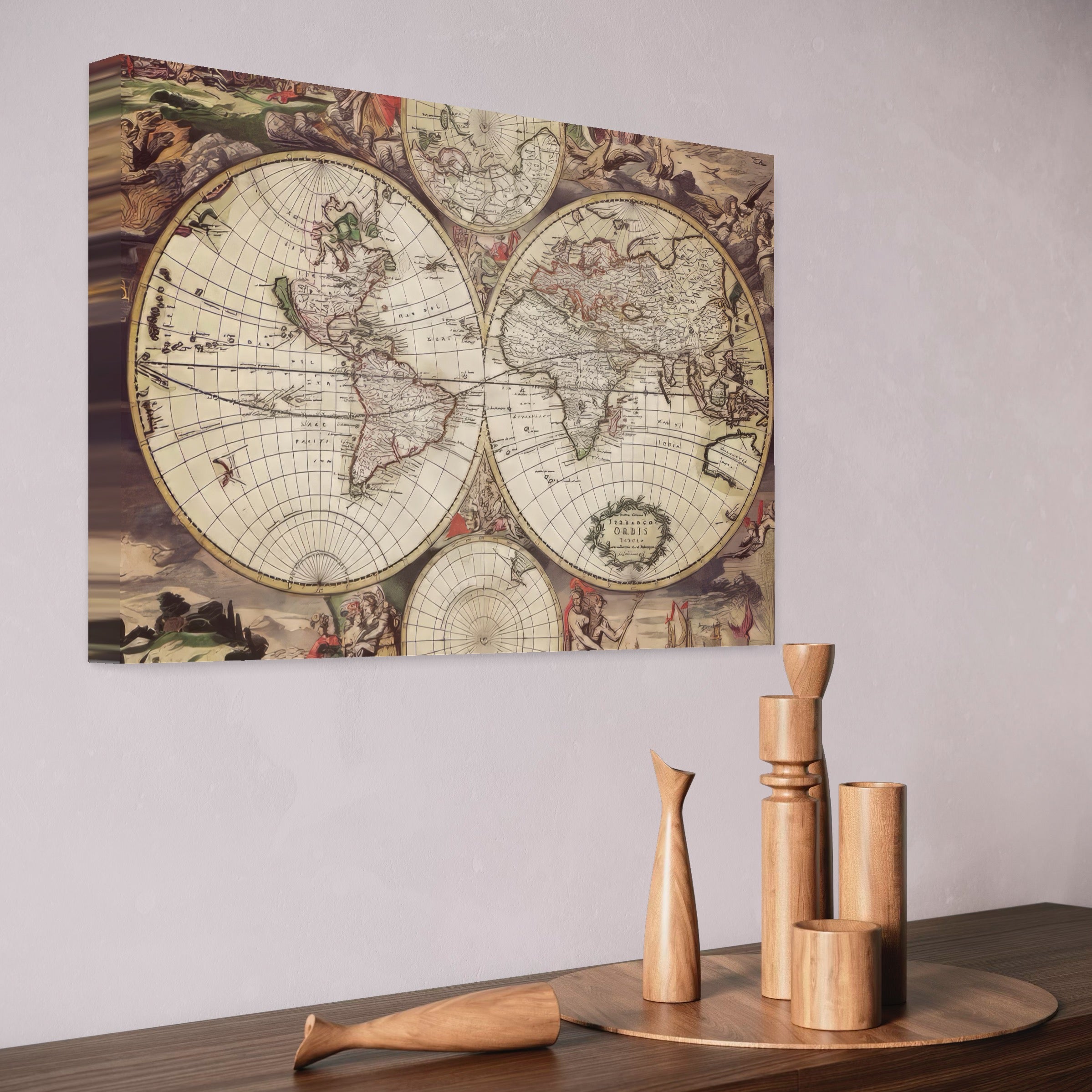 Tablou Canvas Premium LuxCanva® C1041, Glob Pamantesc Antic , Culori, Glob Pamntesc, Antichitate, Bedroom, Living Room, Relaxare, Culori Vibrante