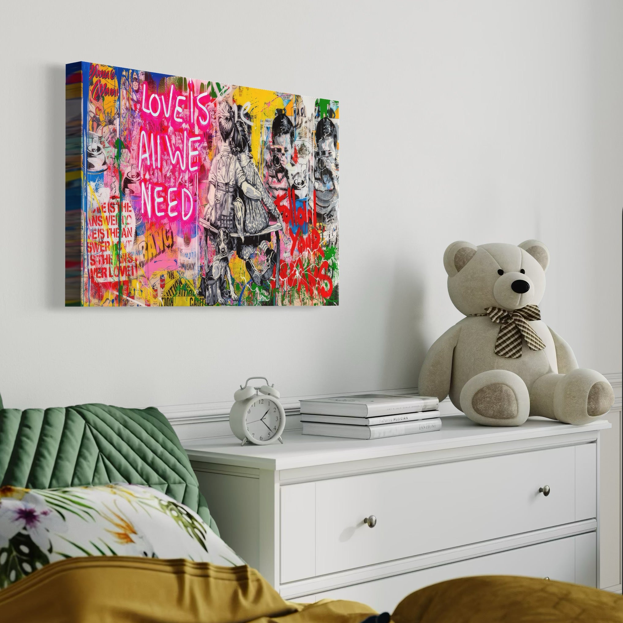 Tablou Canvas Premium LuxCanva® C1044, Love Is Everything , Culori, Cuplu, Camera Copilului, Game Room, Relaxare, Culori Vibrante