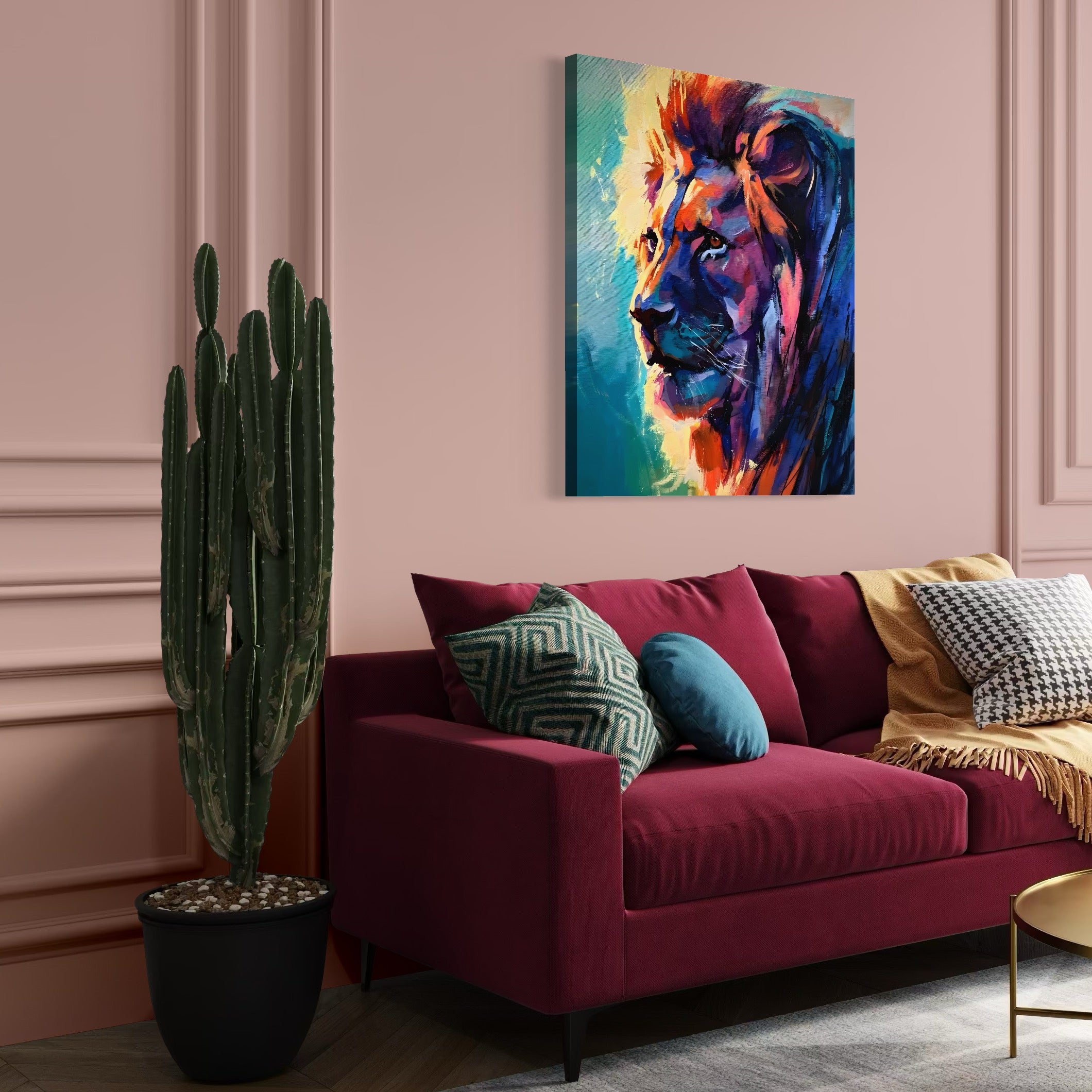 Tablou Canvas Premium LuxCanva® C1046, Lion King Focus , Culori, Lion, Focus, Living Room, Bedroom, Relaxare, Culori Vibrante