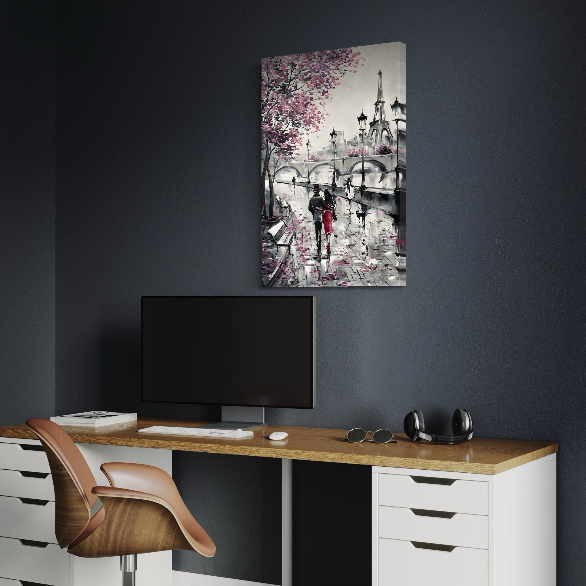 Tablou Canvas Premium LuxCanva® C1048, Love In Paris , Culori, Love, Paris, Couple, Living Room, Bedroom, Relaxare, Culori Vibrante