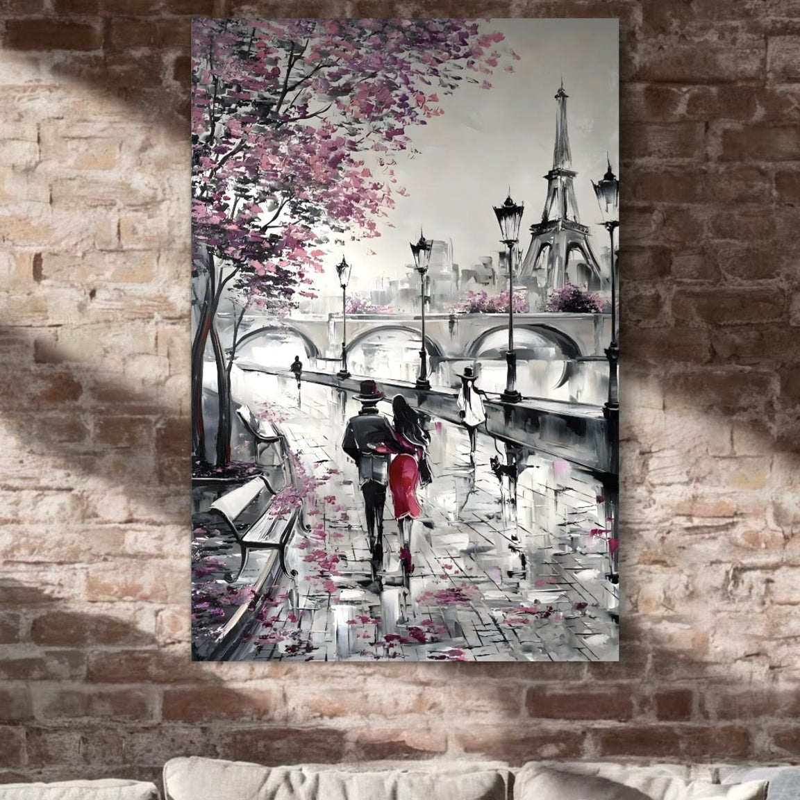Tablou Canvas Premium LuxCanva® C1048, Love In Paris , Culori, Love, Paris, Couple, Living Room, Bedroom, Relaxare, Culori Vibrante