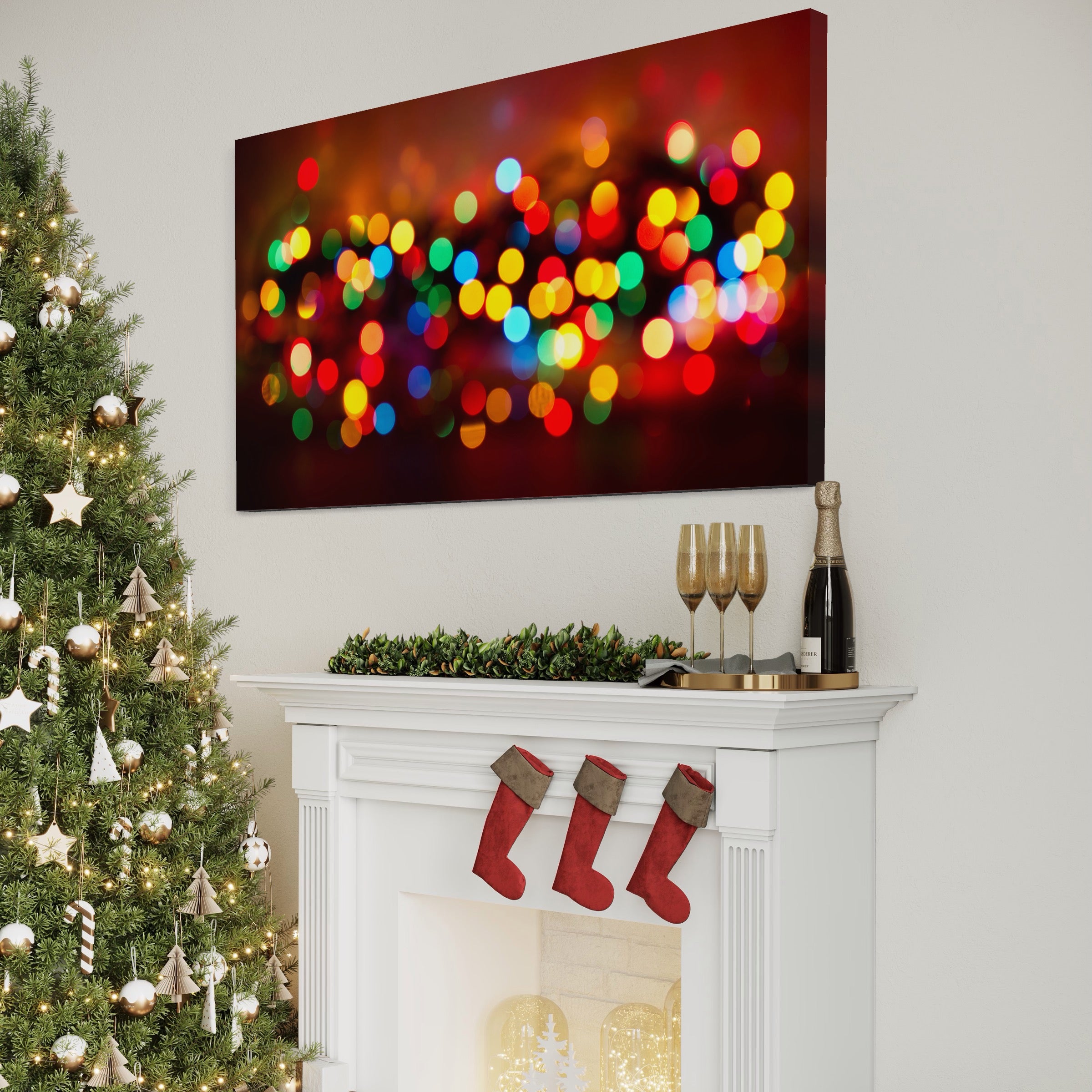 Tablou Canvas Premium LuxCanva® A1255, Lumini, Decorativ, Living, Colorat, Multicolor, Dormitor, Culori Vibrante