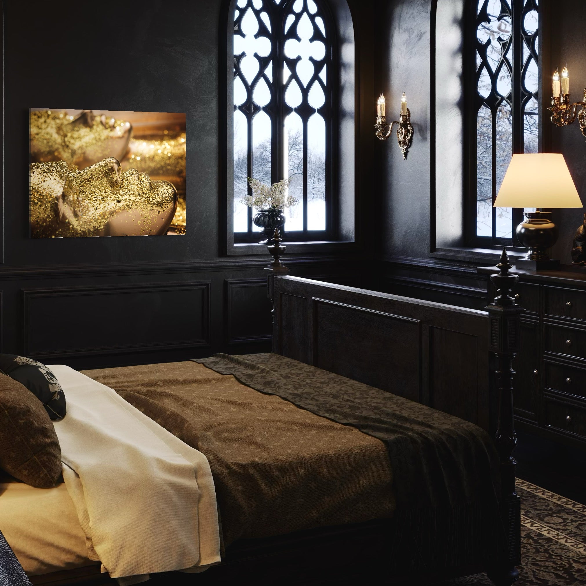 Tablou Canvas Premium LuxCanva® C1051, Golden Face , Culori, Gold, Face, Living Room, Bedroom, Relaxare, Culori Vibrante