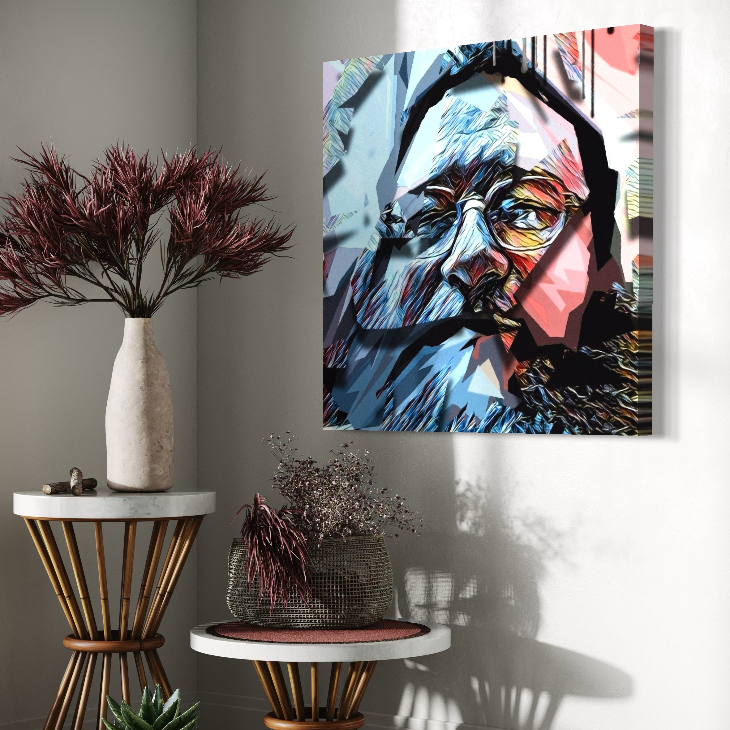 Tablou Canvas Premium LuxCanva® C1052, Abstract Old Man's Face , Culori, Gold, Face, Living Room, Office, Relaxare, Culori Vibrante