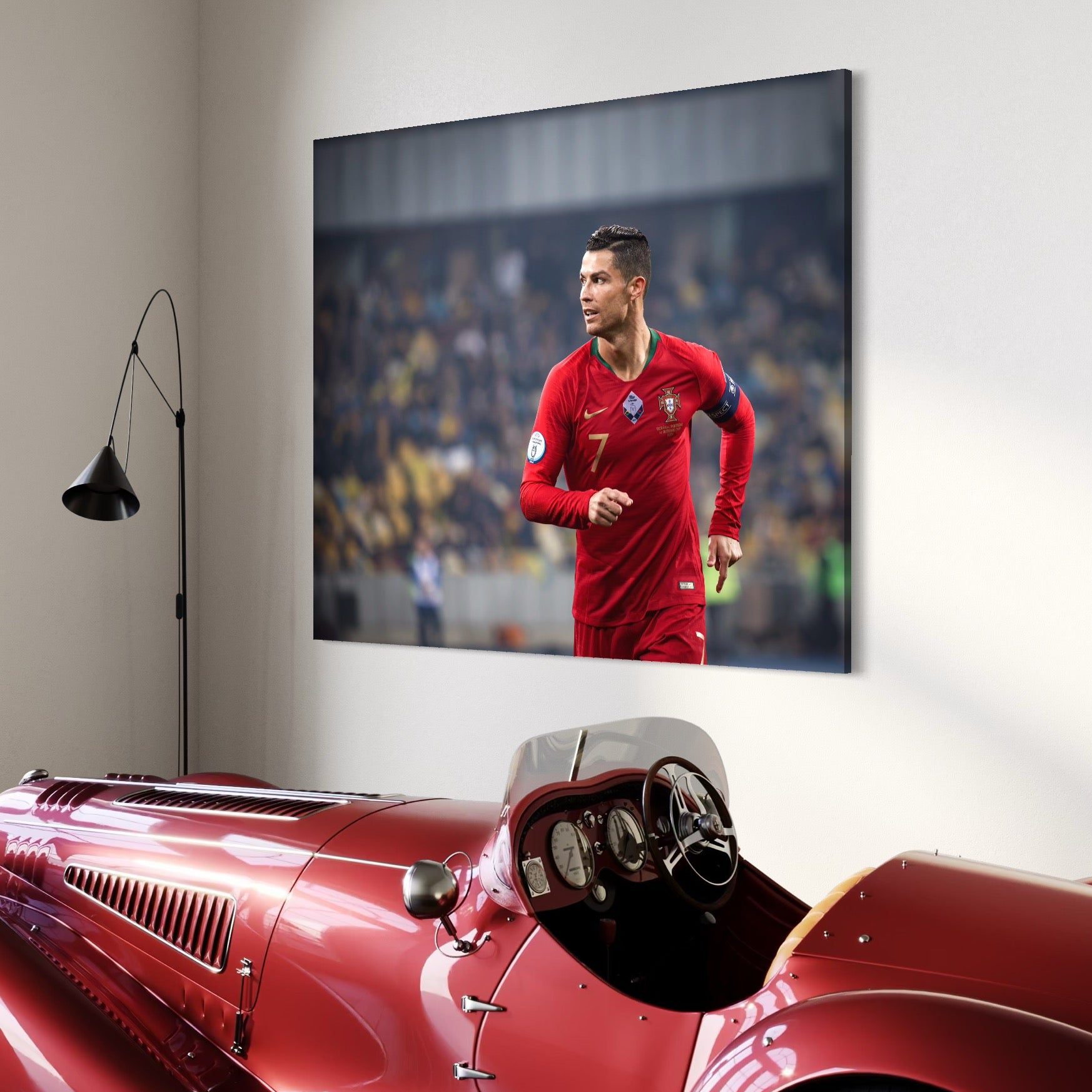Tablou Canvas Premium LuxCanva® C1053, Cristiano Ronaldo , Culori, Capitan, Portugalia, The Best Ever, Camera Copilului, Gaming Room, Relaxare, Culori Vibrante