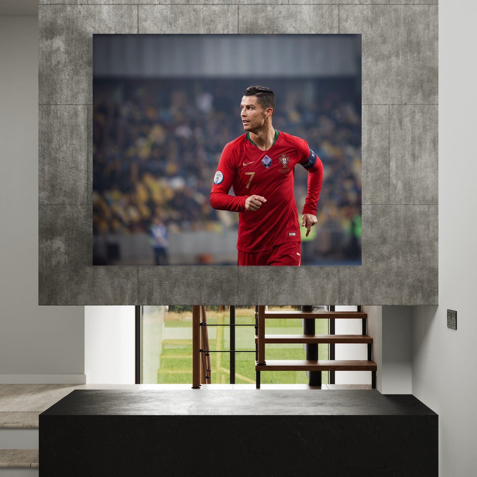 Tablou Canvas Premium LuxCanva® C1053, Cristiano Ronaldo , Culori, Capitan, Portugalia, The Best Ever, Camera Copilului, Gaming Room, Relaxare, Culori Vibrante