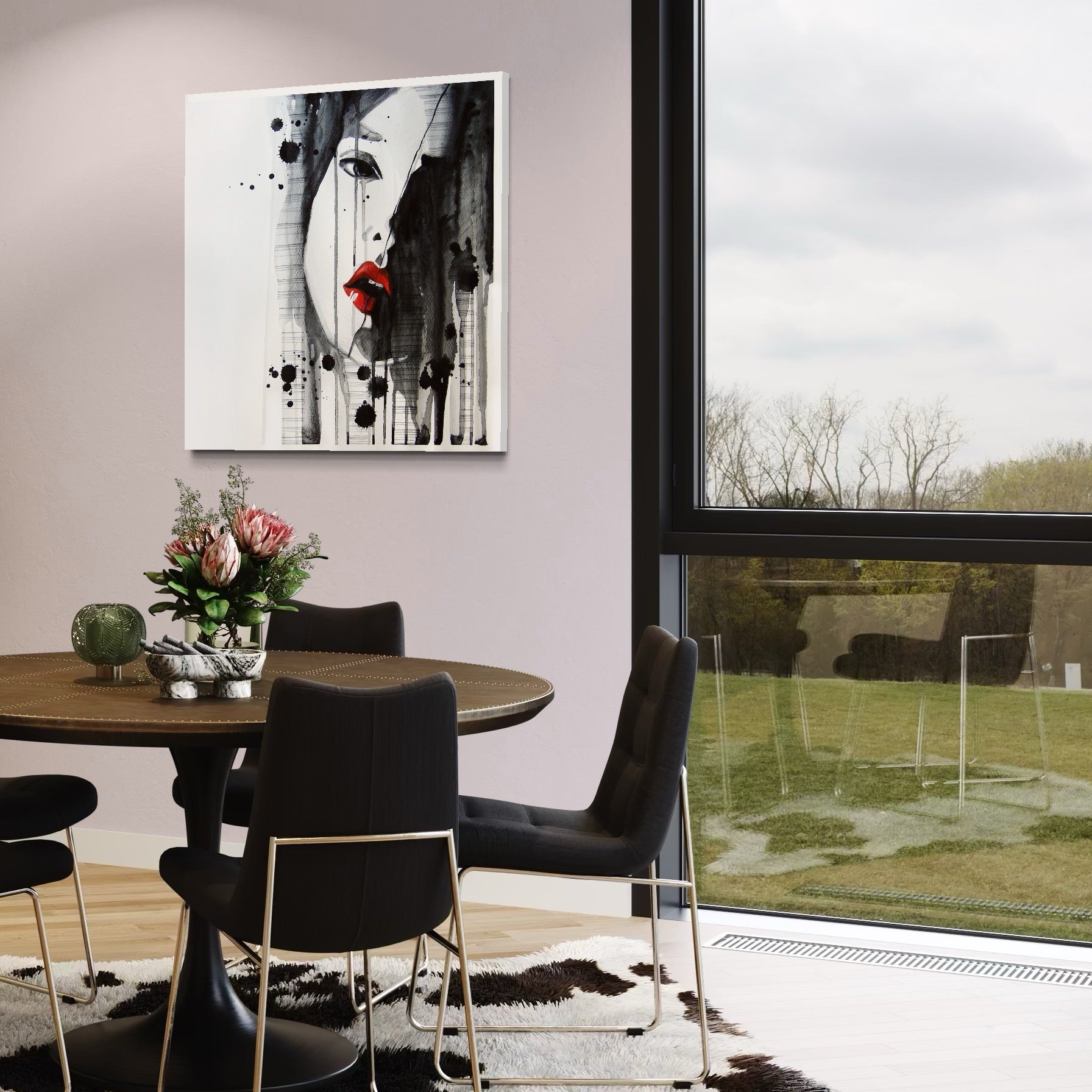 Tablou Canvas Premium LuxCanva® C1054, Girl With Red Lips , Culori, Girl, Red Lips, Living Room, Bedroom, Relaxare, Culori Vibrante