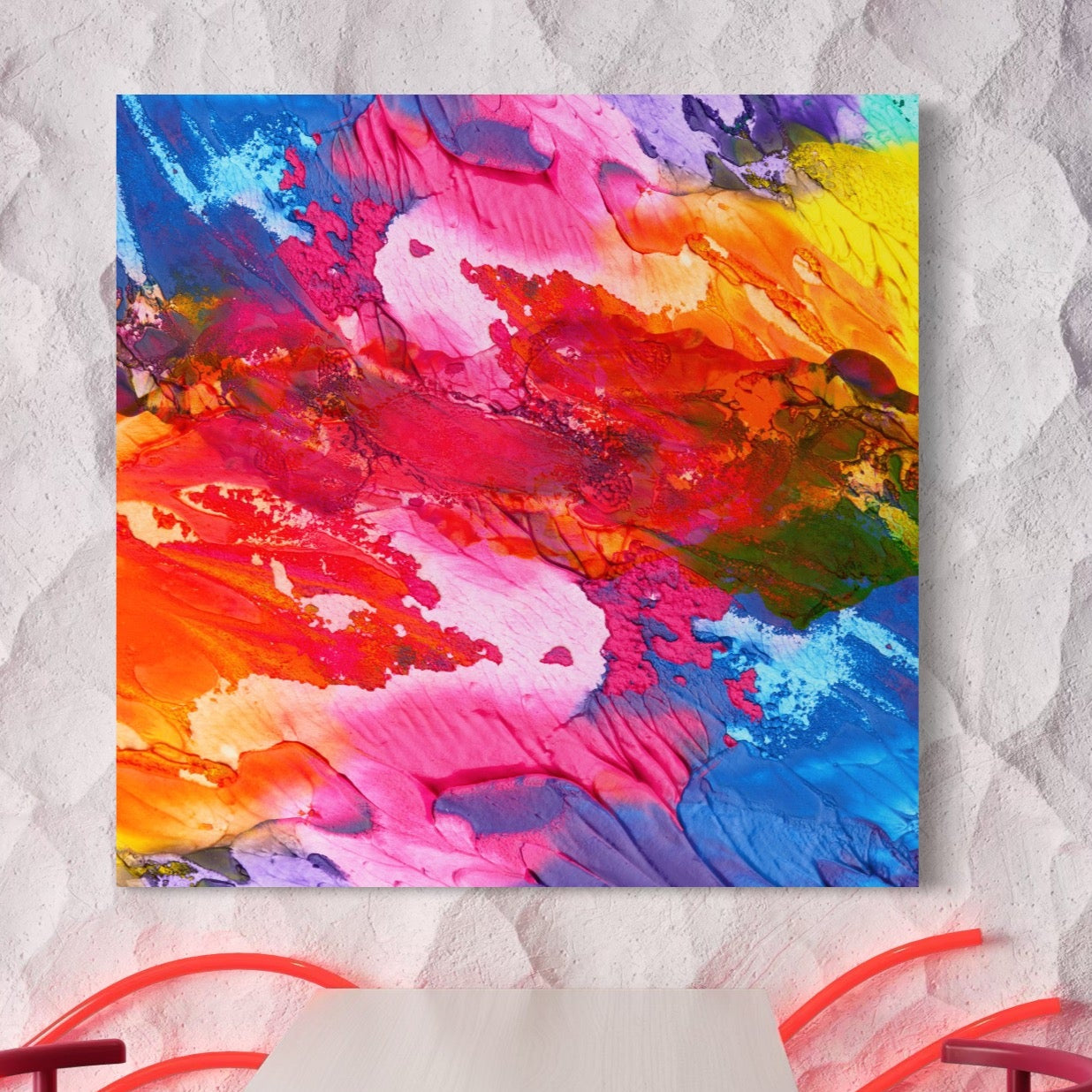Tablou Canvas Premium LuxCanva® C1055, Culori Pe Pinza , Culori, Abstract, Living Room, Bedroom, Relaxare, Culori Vibrante