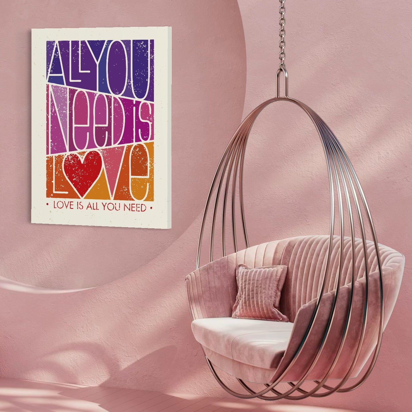 Tablou Canvas Premium LuxCanva® C1061, Dragostea Inseamna Tot , Mesaj, Dragoste, Living Room, Bedroom, Relaxare, Culori Vibrante