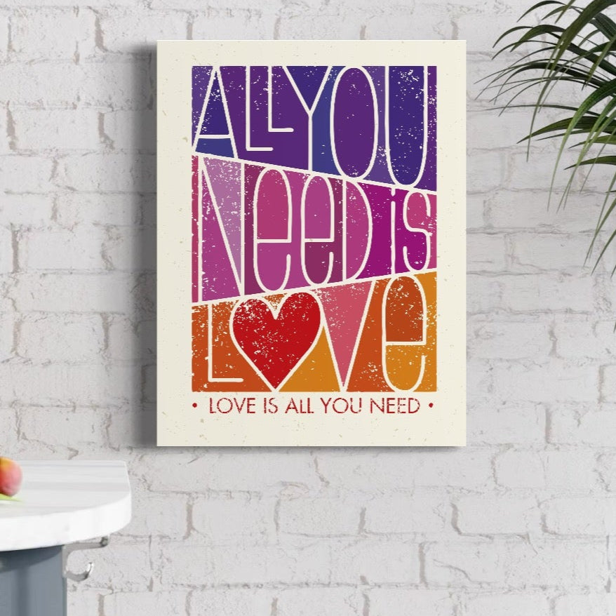 Tablou Canvas Premium LuxCanva® C1061, Dragostea Inseamna Tot , Mesaj, Dragoste, Living Room, Bedroom, Relaxare, Culori Vibrante