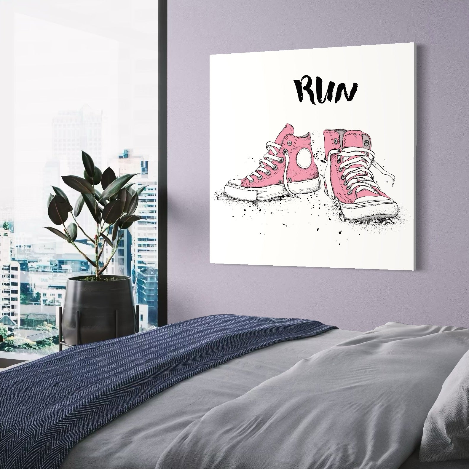 Tablou Canvas Premium LuxCanva® C1062, Pink Shoes , Adidasi, Mesaj, Camera Copilului, Game Room, Relaxare, Culori Vibrante