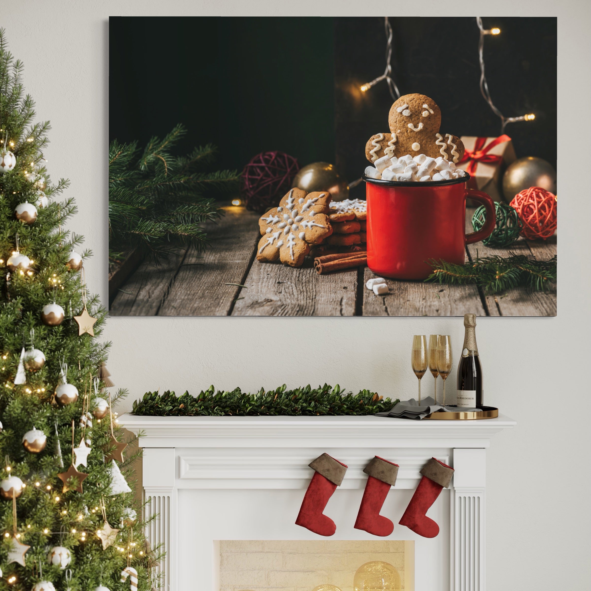 Tablou Canvas Premium LuxCanva® A1238, Christmas Gingerbread , Decorativ, Living, Turta Dulce, Bezele, Biscuiti, Sarbatoare, Dormitor, Culori Vibrante