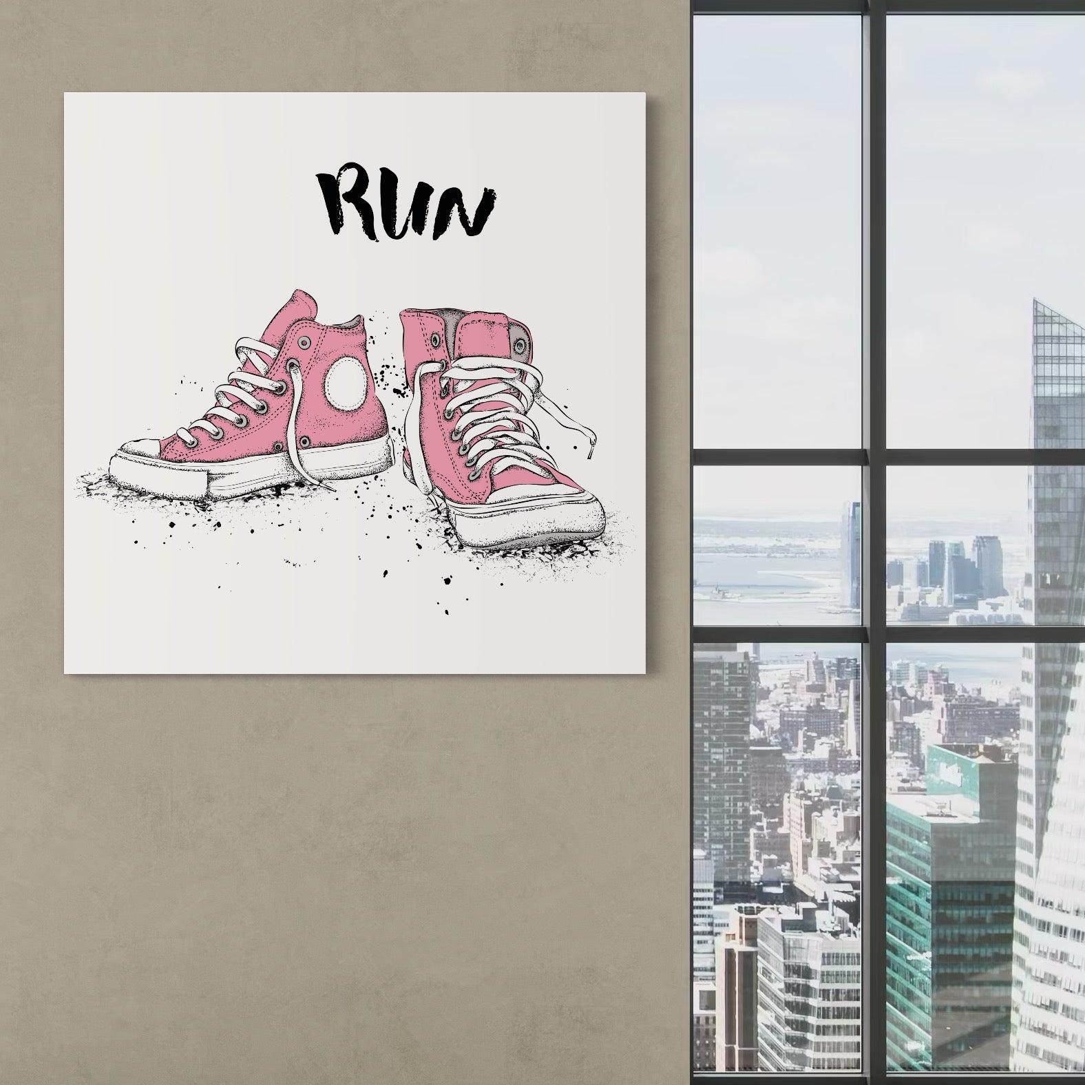 Tablou Canvas Premium LuxCanva® C1062, Pink Shoes , Adidasi, Mesaj, Camera Copilului, Game Room, Relaxare, Culori Vibrante