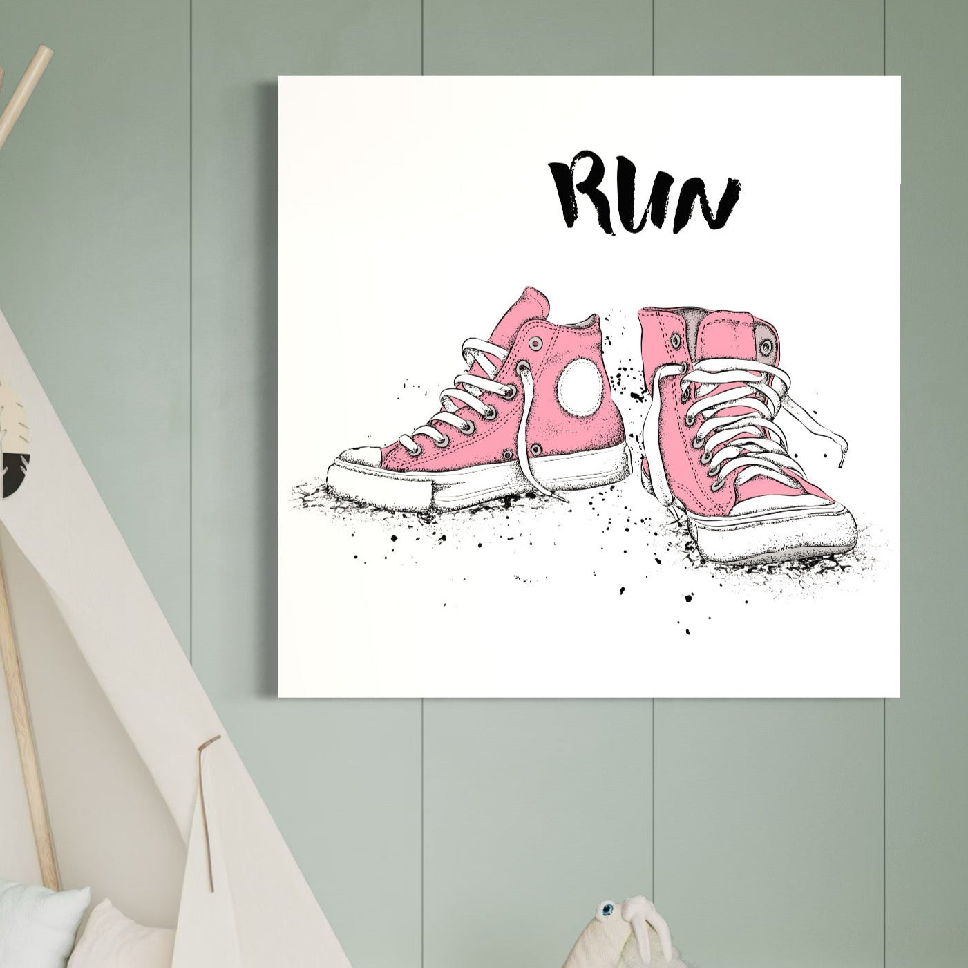 Tablou Canvas Premium LuxCanva® C1062, Pink Shoes , Adidasi, Mesaj, Camera Copilului, Game Room, Relaxare, Culori Vibrante
