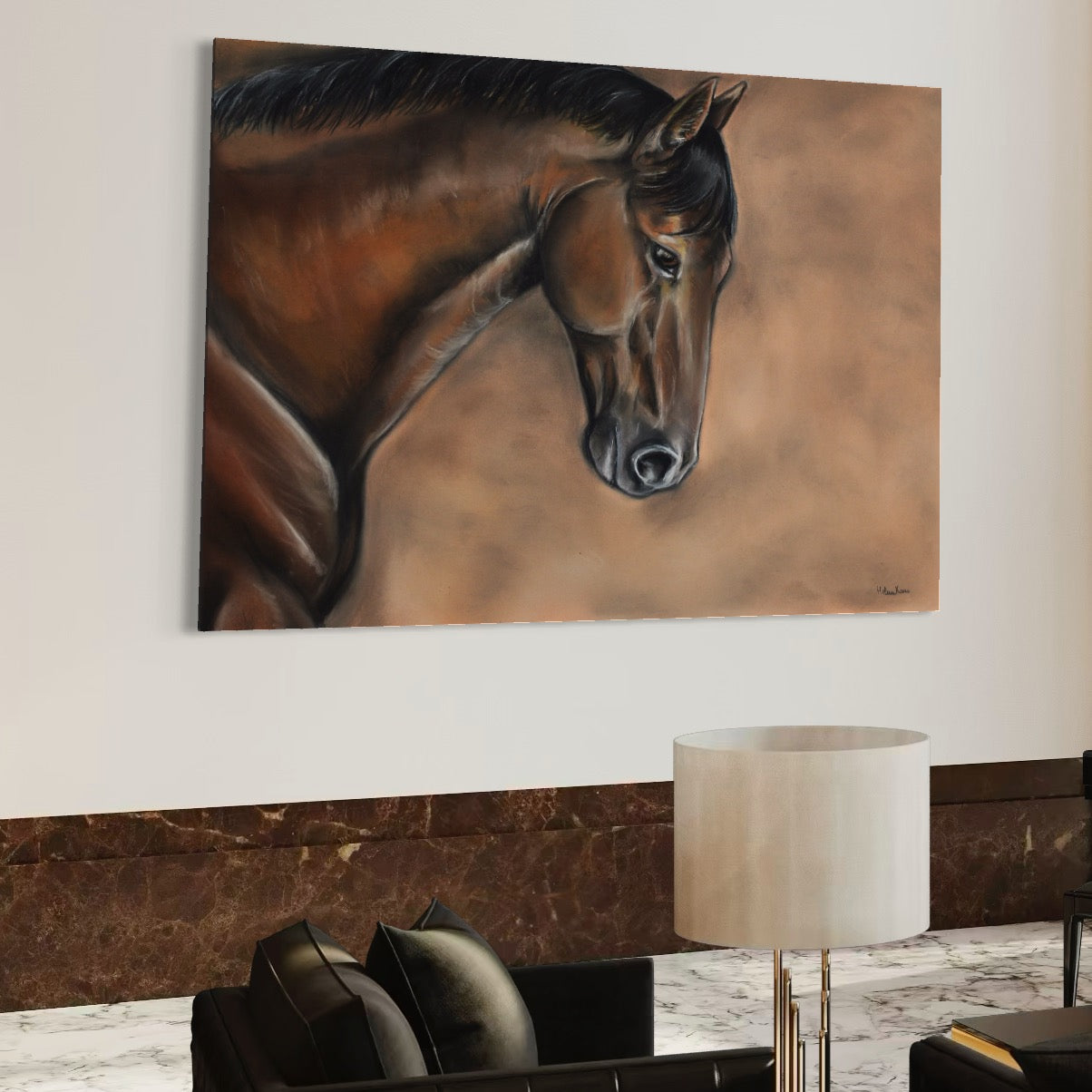 Tablou Canvas Premium LuxCanva® C1067, Portretul Unui Cal Pur Sange , Portret, Cal, Living Room, Office, Relaxare, Culori Vibrante