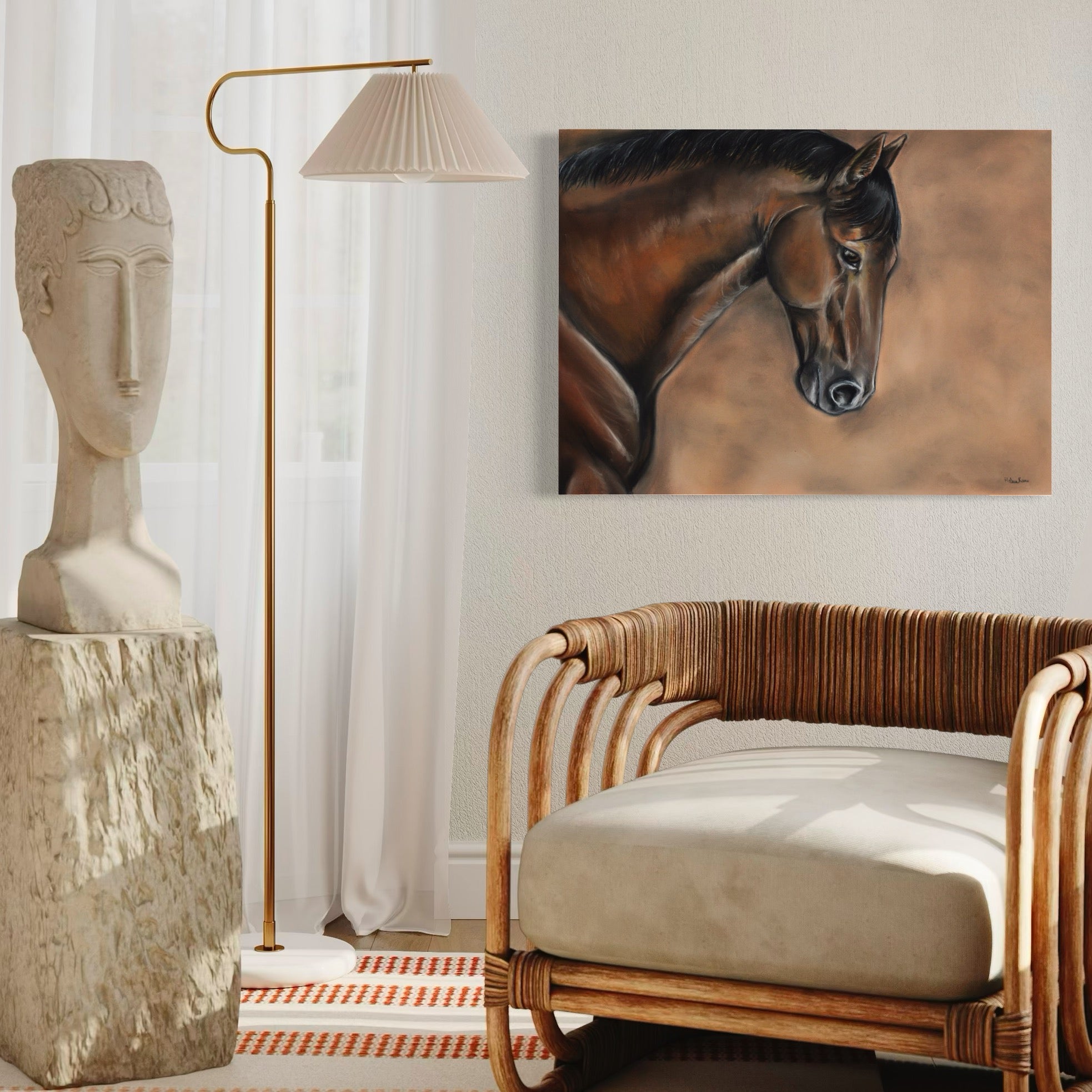 Tablou Canvas Premium LuxCanva® C1067, Portretul Unui Cal Pur Sange , Portret, Cal, Living Room, Office, Relaxare, Culori Vibrante