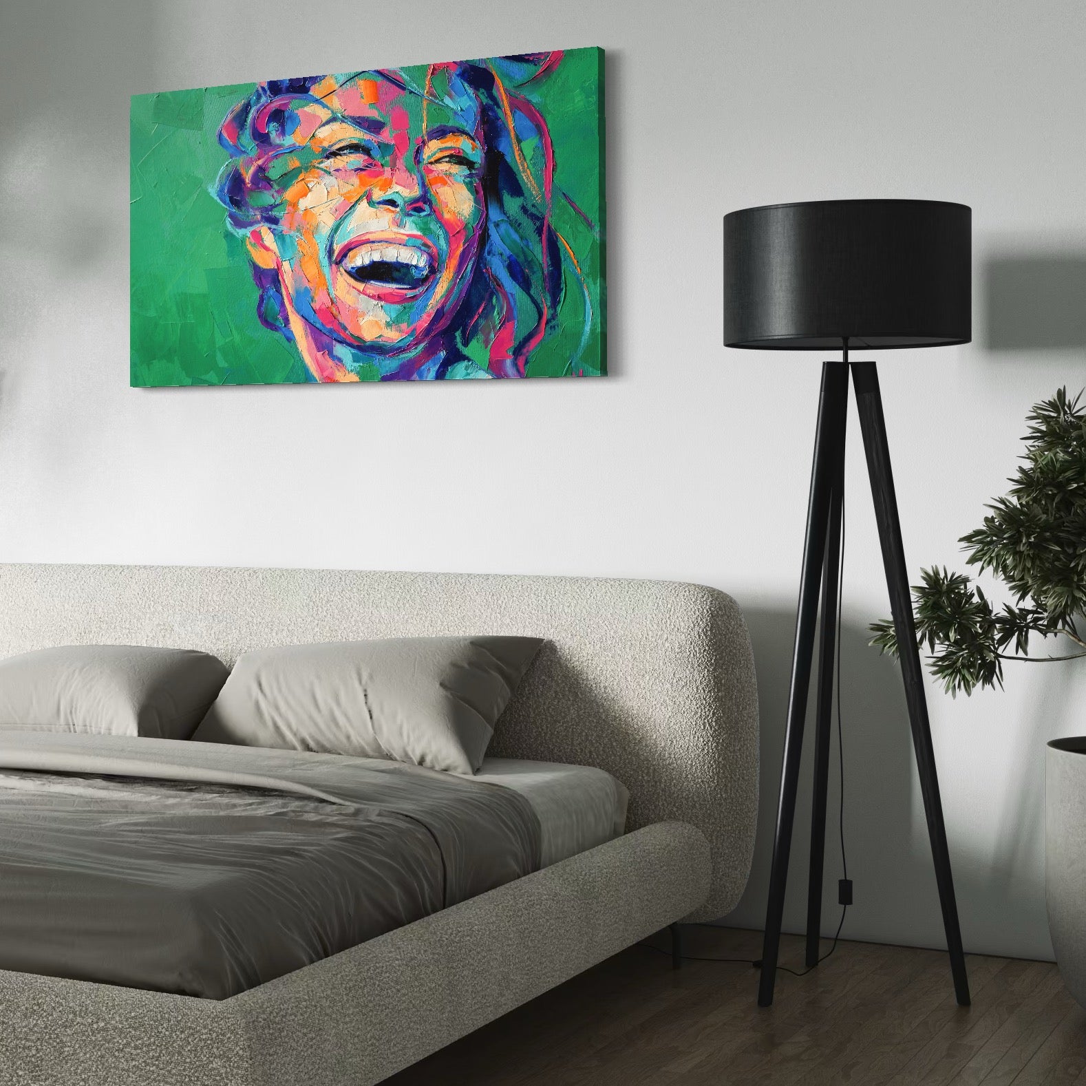 Tablou Canvas Premium LuxCanva® C1069, Zambet De Fericire , Fata, Zambet, Bucurie, Living Room, Bedroom, Relaxare, Culori Vibrante