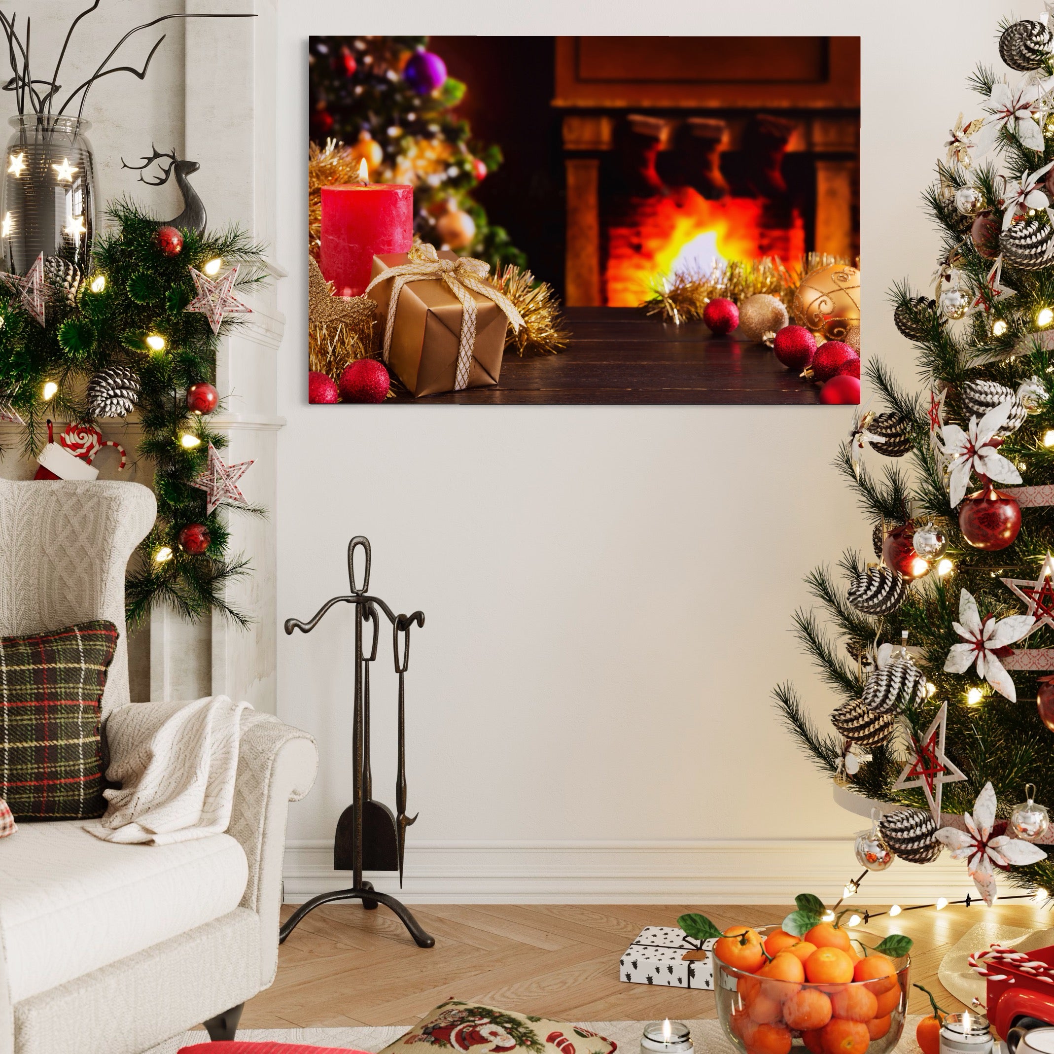 Tablou Canvas Premium LuxCanva® A1231, Christmas Gift , Decorativ, Dormitor, Craciun, Sarbaori, Brad, Cadouri, Globuri, Living, Culori Vibrante