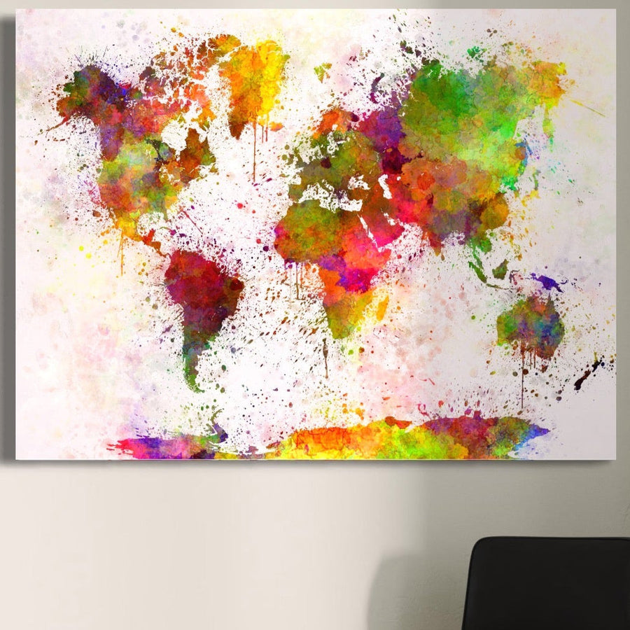 Tablou Canvas Premium LuxCanva® C1081 - Harta Lumii În Culori Vibrante, ideal pentru living sau birou. Print calitativ pe pânză bumbac, perfect pentru decor modern și inspirație. Brand: LuxCanva®.