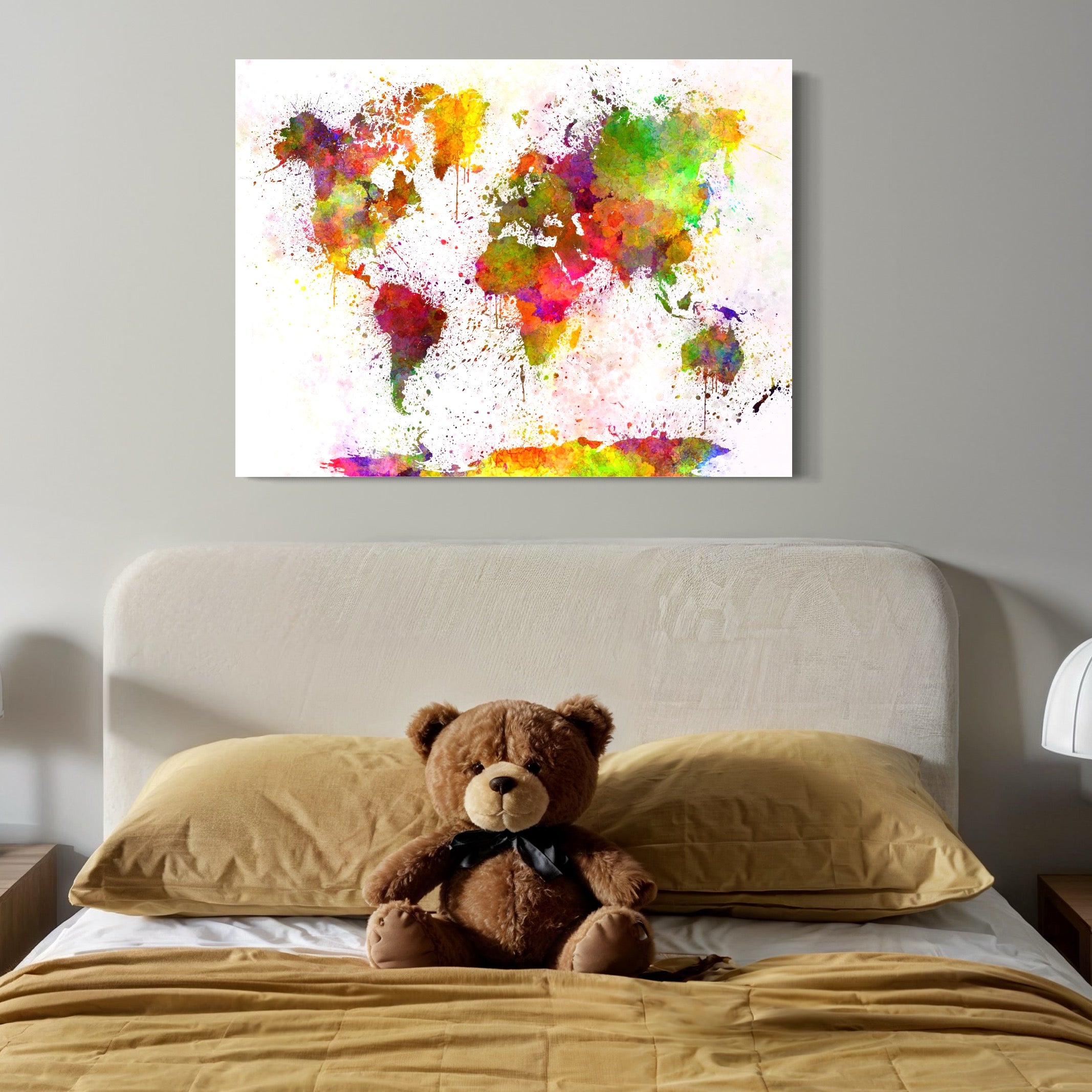 Tablou Canvas Premium LuxCanva® C1081, Harta Lumii In Culori , Inspirational, Calatorie, Motivational, Living Room, Office, Relaxare, Culori Vibrante