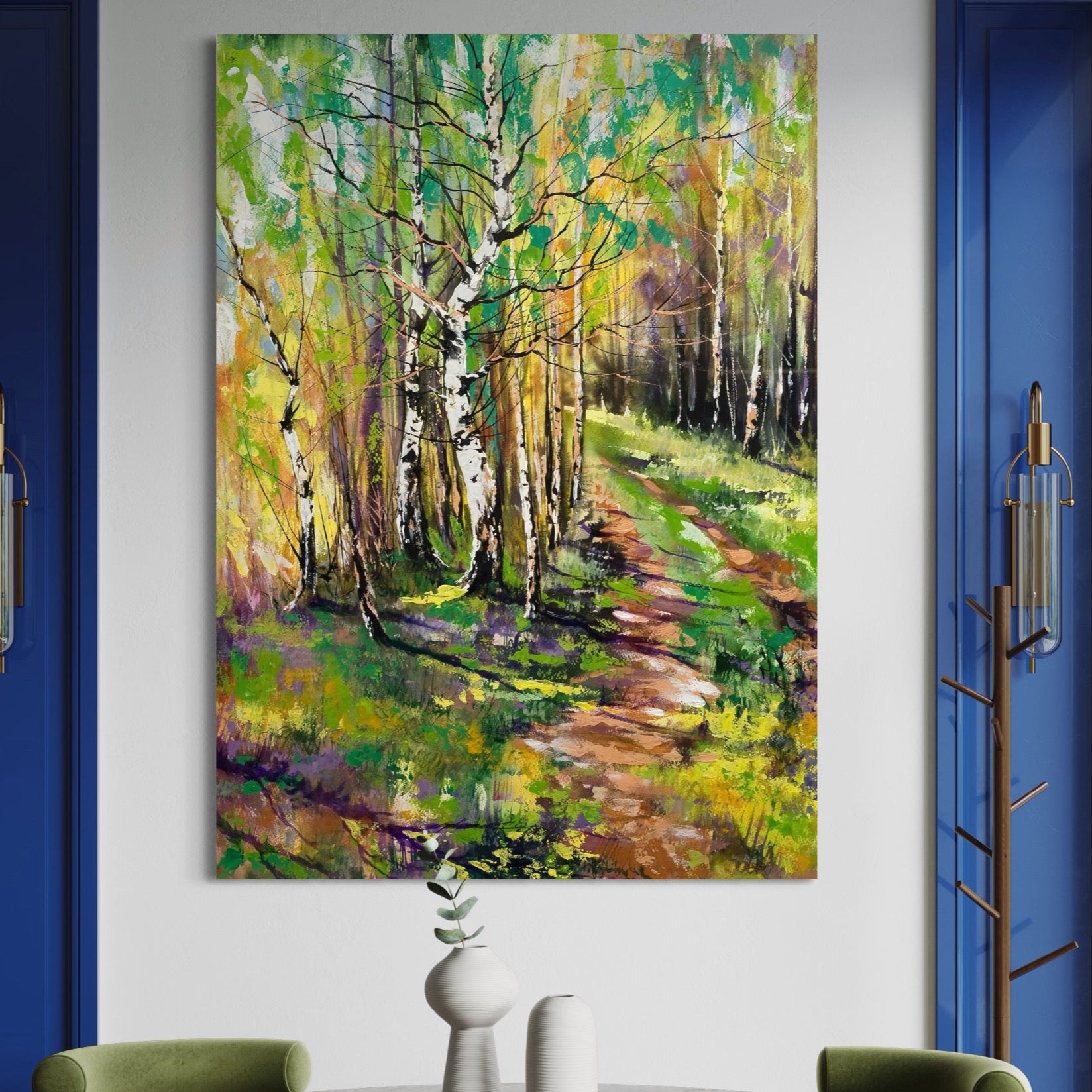 Tablou Canvas Premium LuxCanva® A1228, Green Forest , Decorativ, Dormitor, Padure, Verde, Natura, Copaci, Living, Culori Vibrante