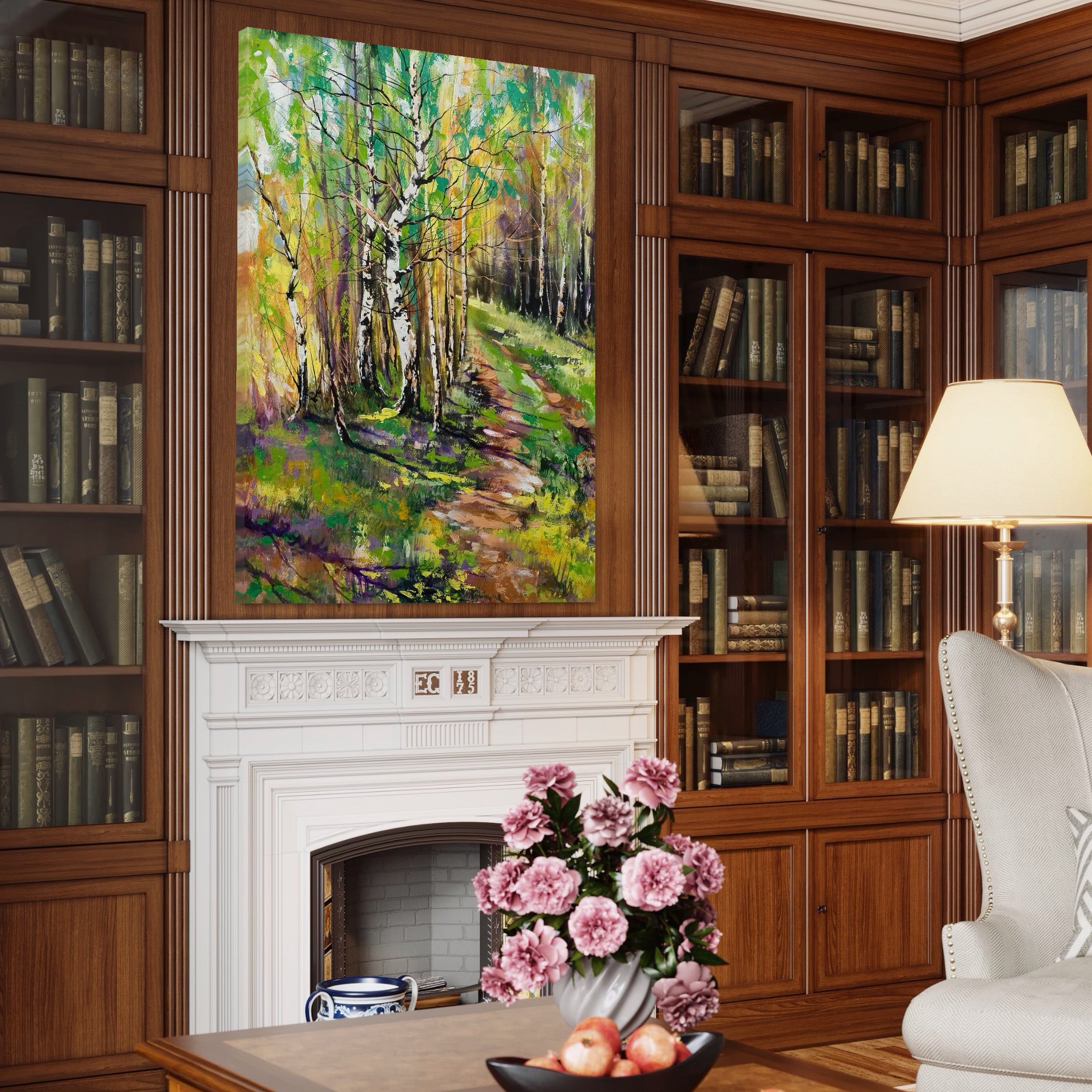 Tablou Canvas Premium LuxCanva® A1228, Green Forest , Decorativ, Dormitor, Padure, Verde, Natura, Copaci, Living, Culori Vibrante