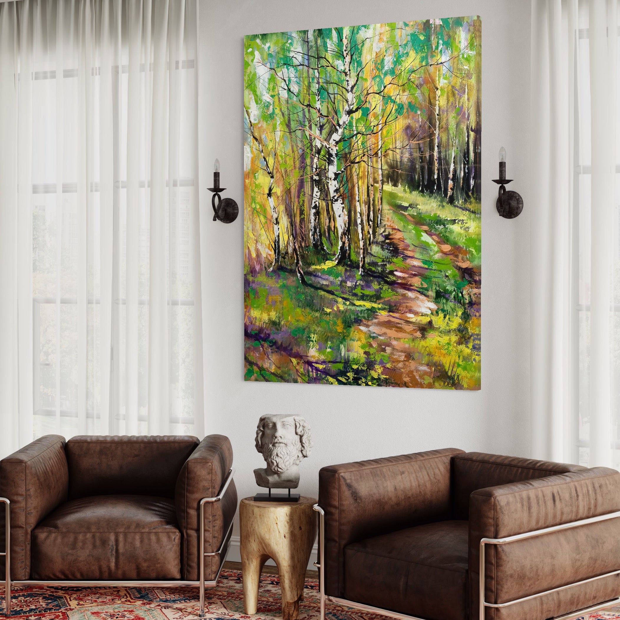 Tablou Canvas Premium LuxCanva® A1228, Green Forest , Decorativ, Dormitor, Padure, Verde, Natura, Copaci, Living, Culori Vibrante