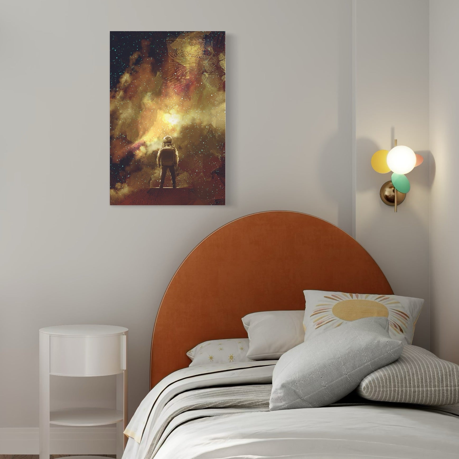 Tablou Canvas Premium LuxCanva® C1082, Astronaut In Varful Lumii , Inspirational, Calatorie, Stele, Living Room, Office, Relaxare, Culori Vibrante