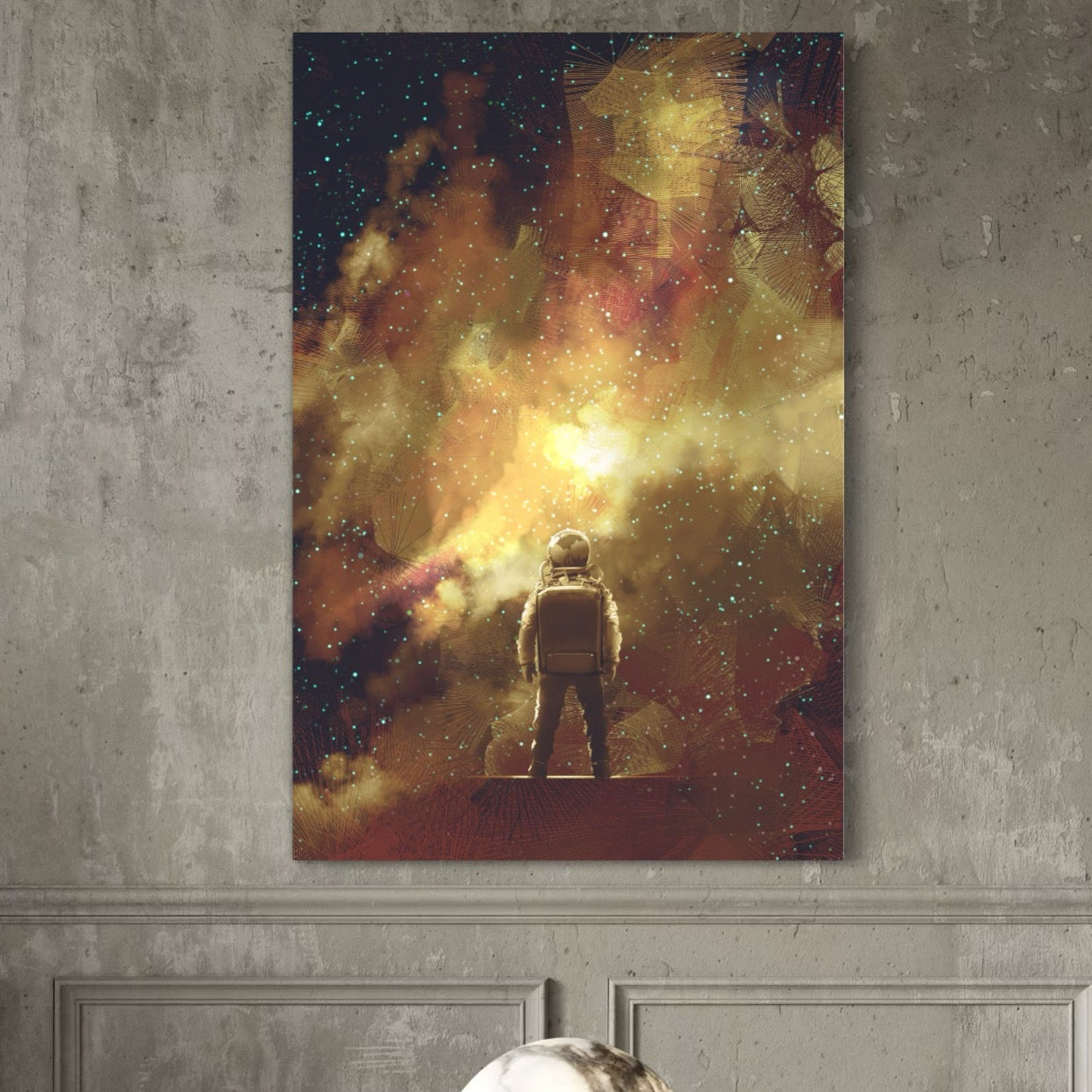 Tablou Canvas Premium LuxCanva® C1082, Astronaut In Varful Lumii , Inspirational, Calatorie, Stele, Living Room, Office, Relaxare, Culori Vibrante