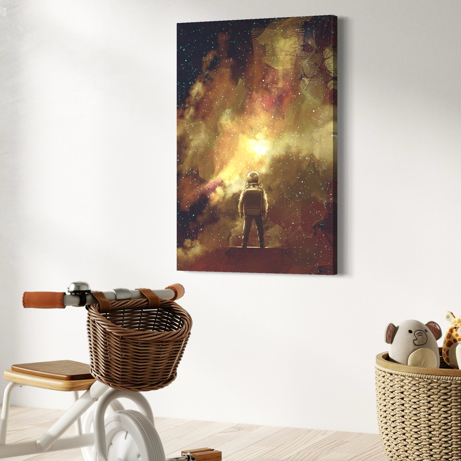 Tablou Canvas Premium LuxCanva® C1082, Astronaut In Varful Lumii , Inspirational, Calatorie, Stele, Living Room, Office, Relaxare, Culori Vibrante