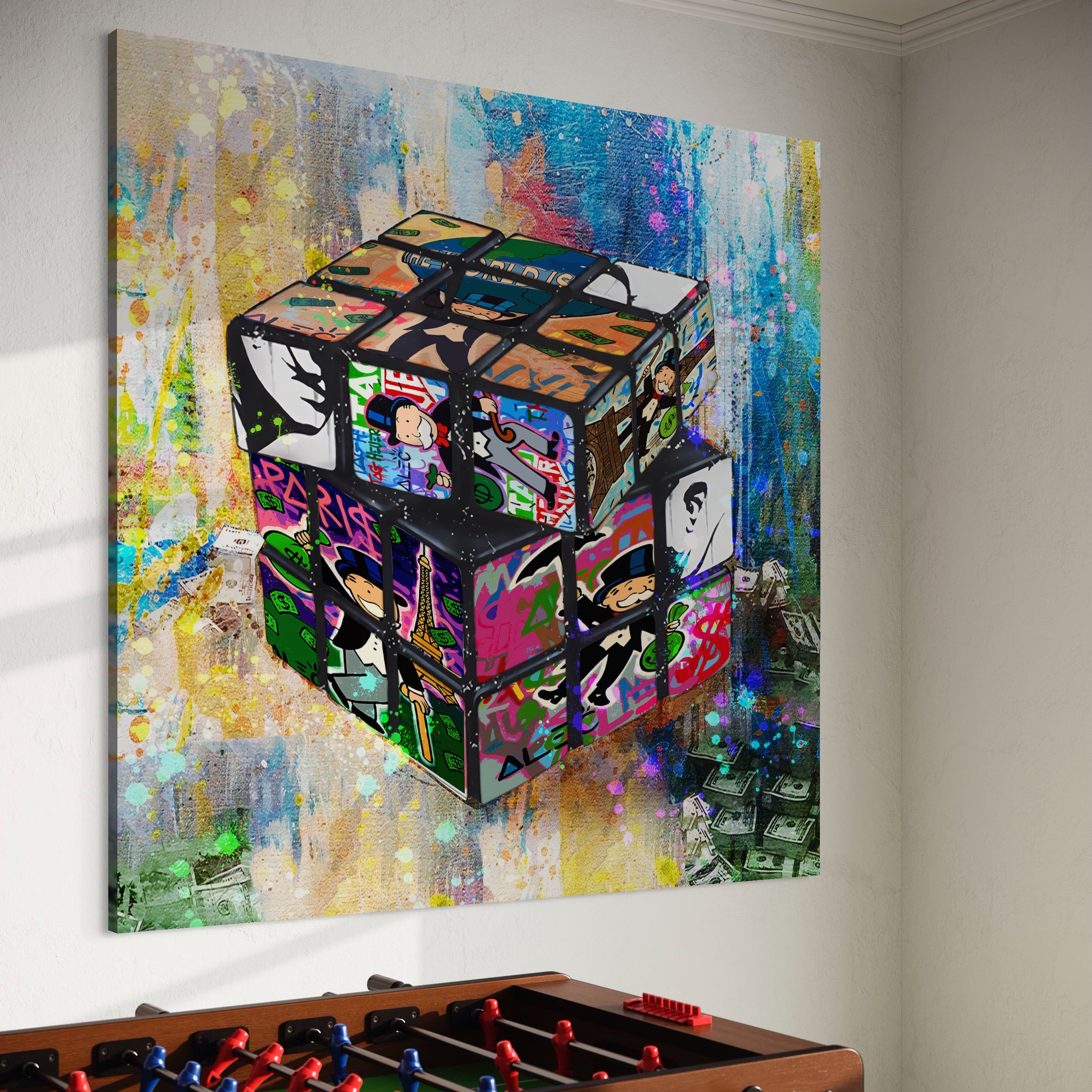 Tablou Canvas Premium LuxCanva® A1227, Monopoly Cube , Decorativ, Living, Cub Rubic, Joc, SUA, Camera Copil, Culori Vibrante