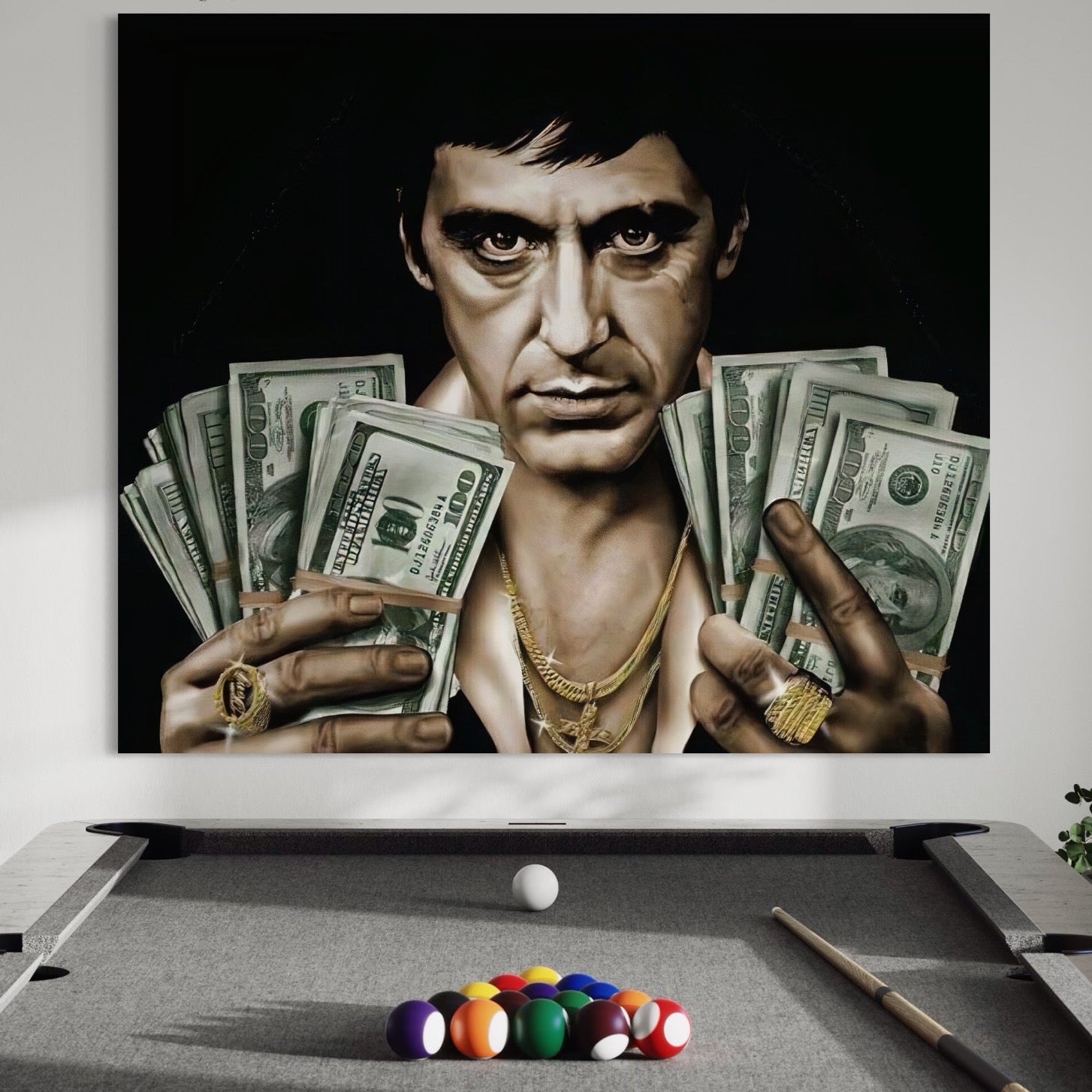 Tablou Canvas Premium LuxCanva® A1226, Al Pacino , Decorativ, Living, Tony Montana, Scarface, Film, Actor, Dolar, Culori Vibrante
