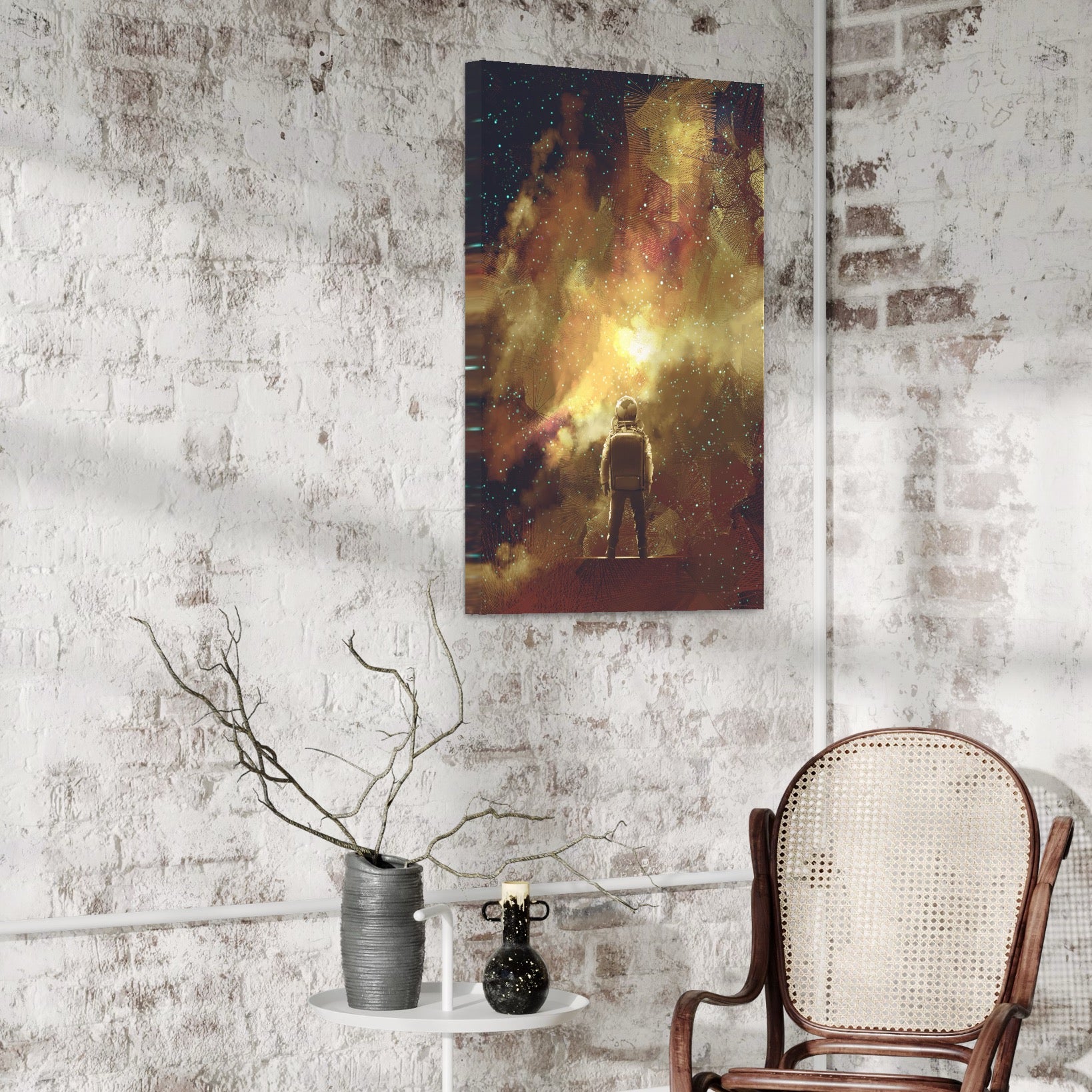 Tablou Canvas Premium LuxCanva® C1082, Astronaut In Varful Lumii , Inspirational, Calatorie, Stele, Living Room, Office, Relaxare, Culori Vibrante