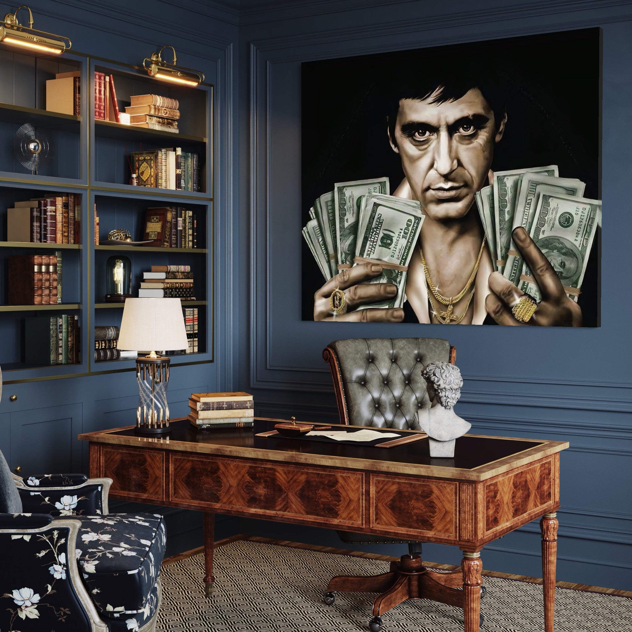 Tablou Canvas Premium LuxCanva® A1226, Al Pacino , Decorativ, Living, Tony Montana, Scarface, Film, Actor, Dolar, Culori Vibrante