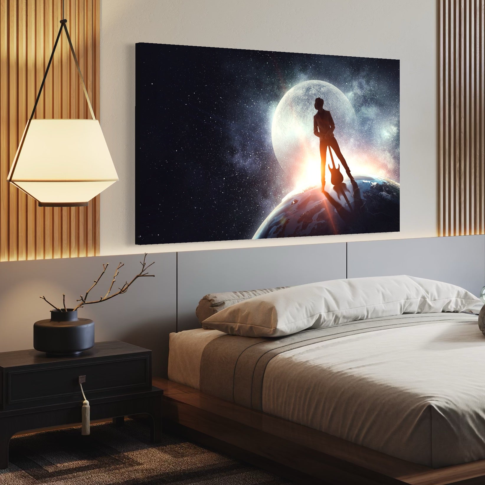 Tablou Canvas Premium LuxCanva® C1085, Cantaret In Varful Lumii , Inspirational, Univers, Chitara, Living Room, Bedroom, Relaxare, Culori Vibrante