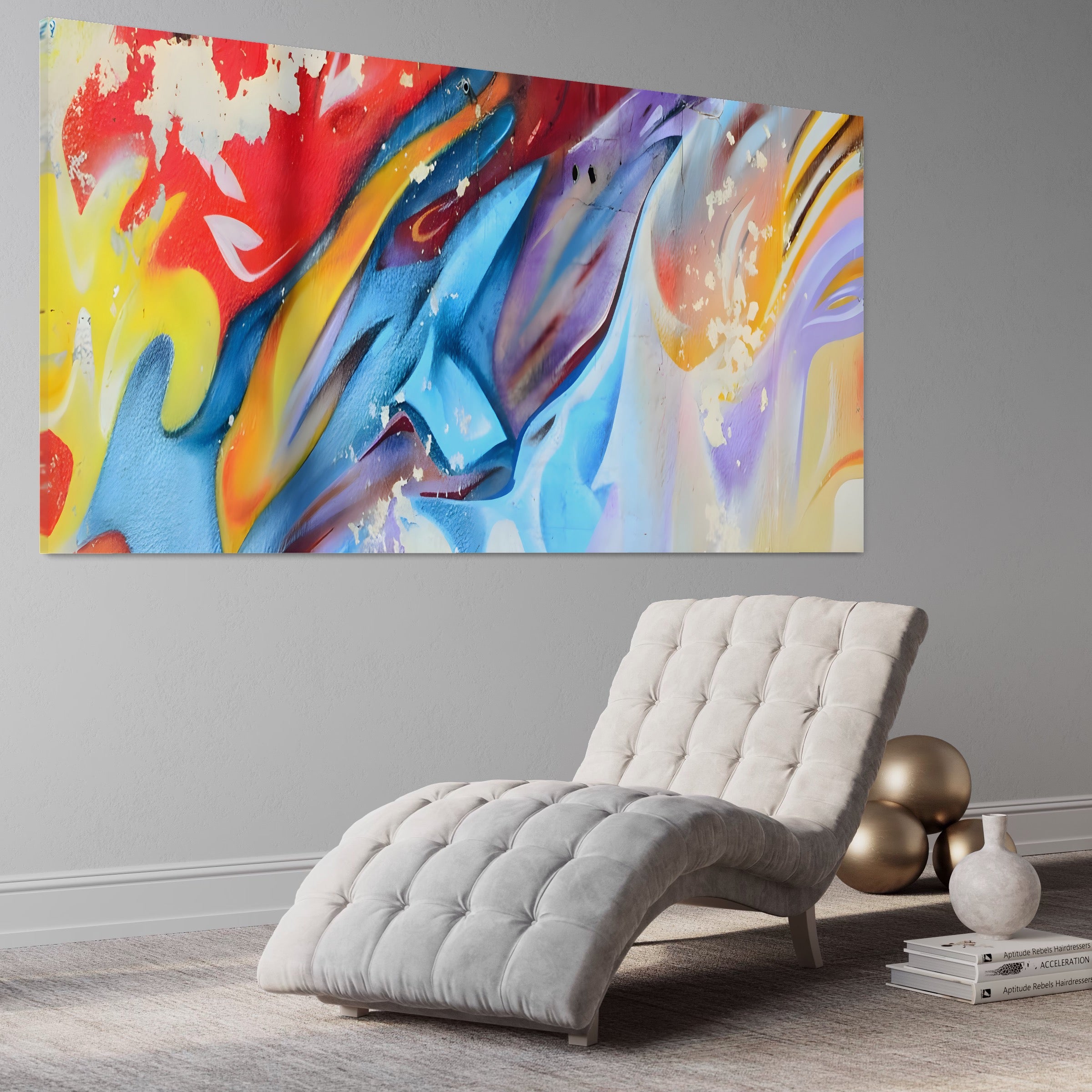 Tablou Canvas Premium LuxCanva® A1223, Multicolor , Decorativ, Dormitor, Colorat, Abstract, Albastru, Living, Culori Vibrante