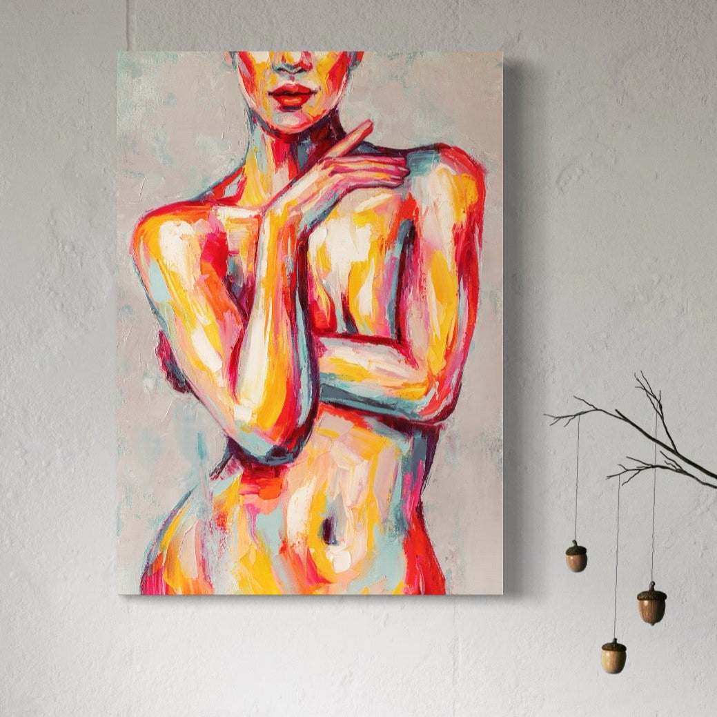 Tablou Canvas Premium LuxCanva® C1086, Femeie Nud Abstract , Abstract, Femeie, Nud, Living Room, Bedroom, Relaxare, Culori Vibrante