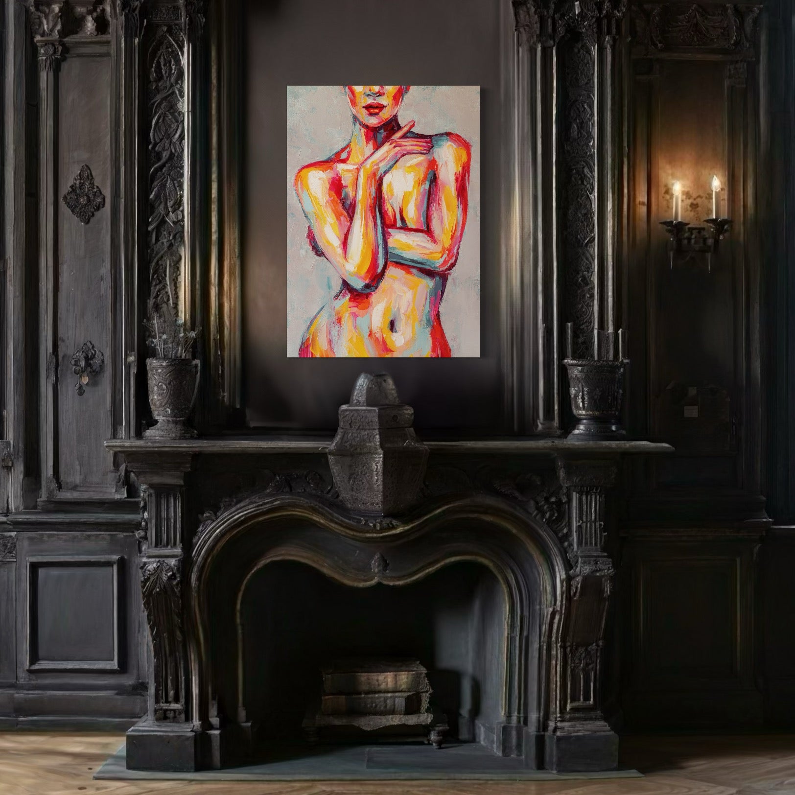 Tablou Canvas Premium LuxCanva® C1086, Femeie Nud Abstract , Abstract, Femeie, Nud, Living Room, Bedroom, Relaxare, Culori Vibrante