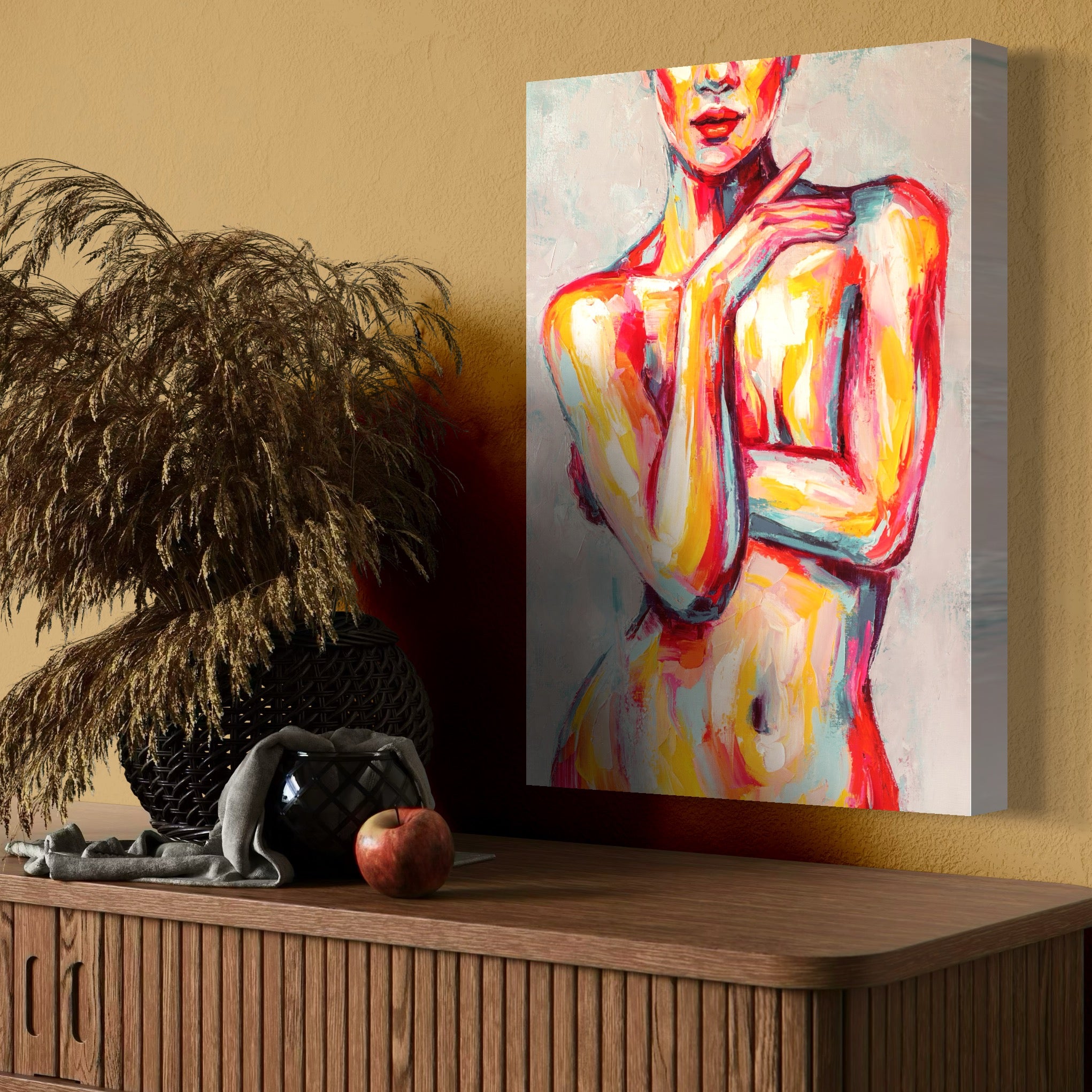 Tablou Canvas Premium LuxCanva® C1086, Femeie Nud Abstract , Abstract, Femeie, Nud, Living Room, Bedroom, Relaxare, Culori Vibrante